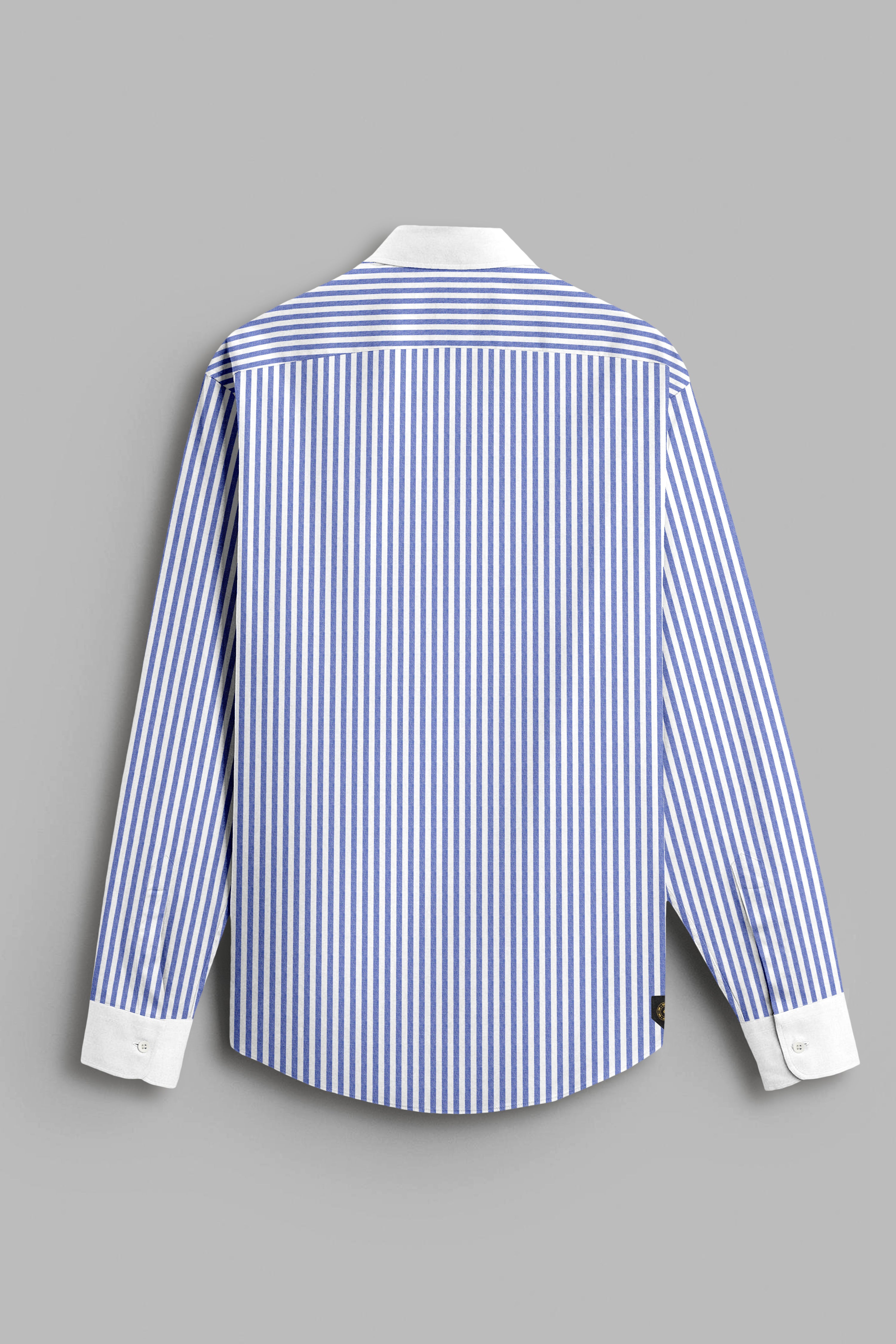 Kashmir Blue and Bright White Striped Royal Oxford Premium Cotton Shirt