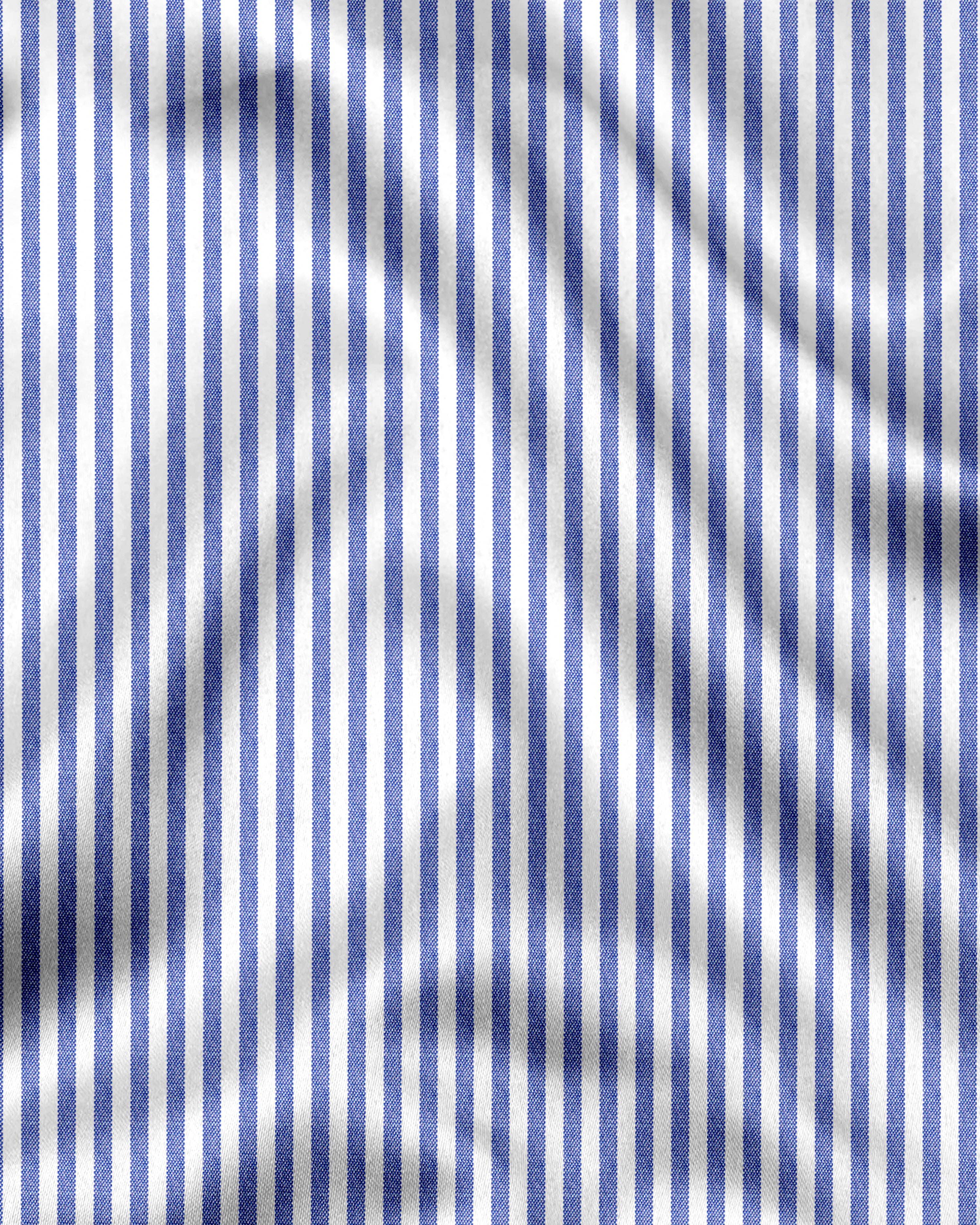 Kashmir Blue and Bright White Striped Royal Oxford Premium Cotton Shirt