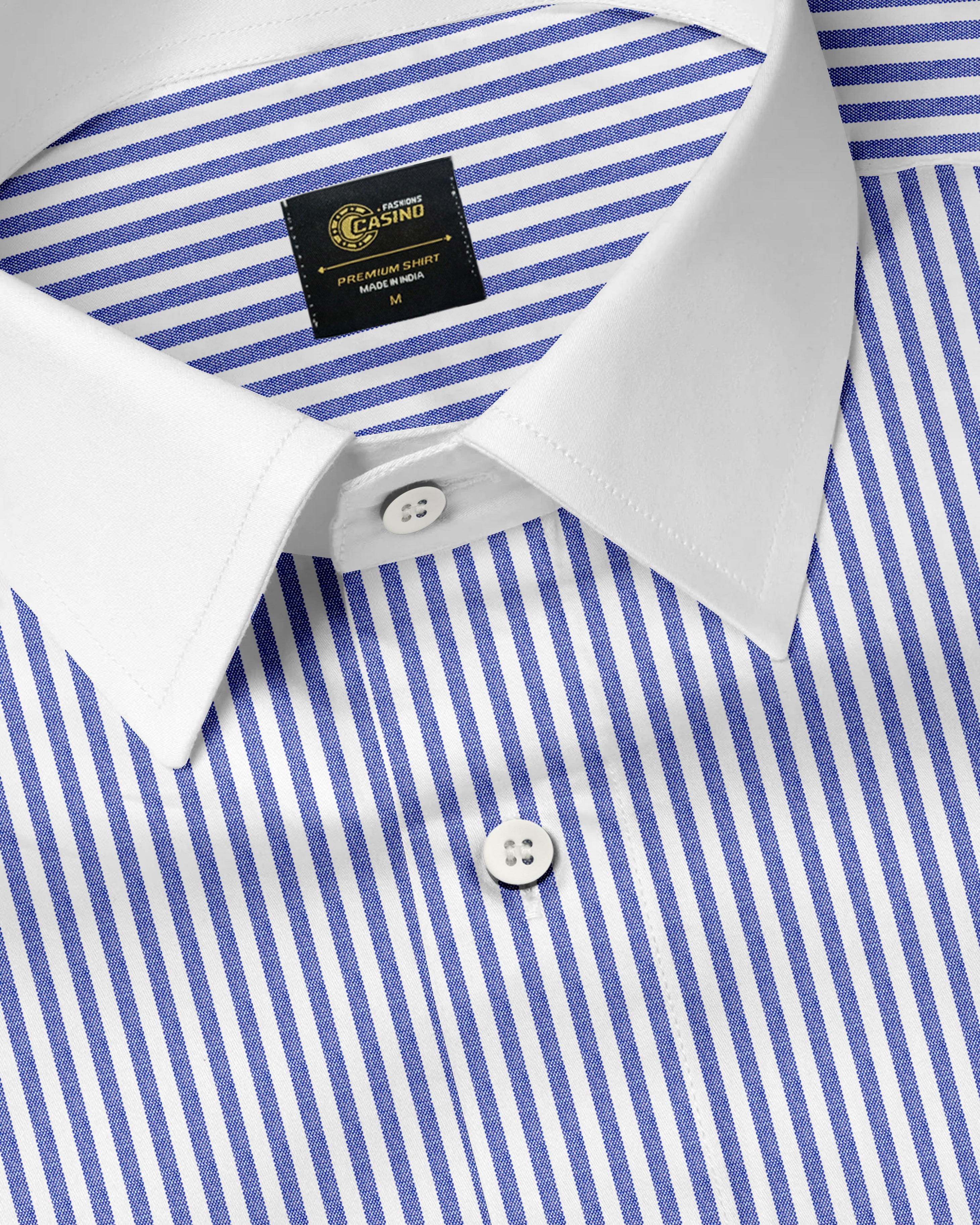 Kashmir Blue and Bright White Striped Royal Oxford Premium Cotton Shirt