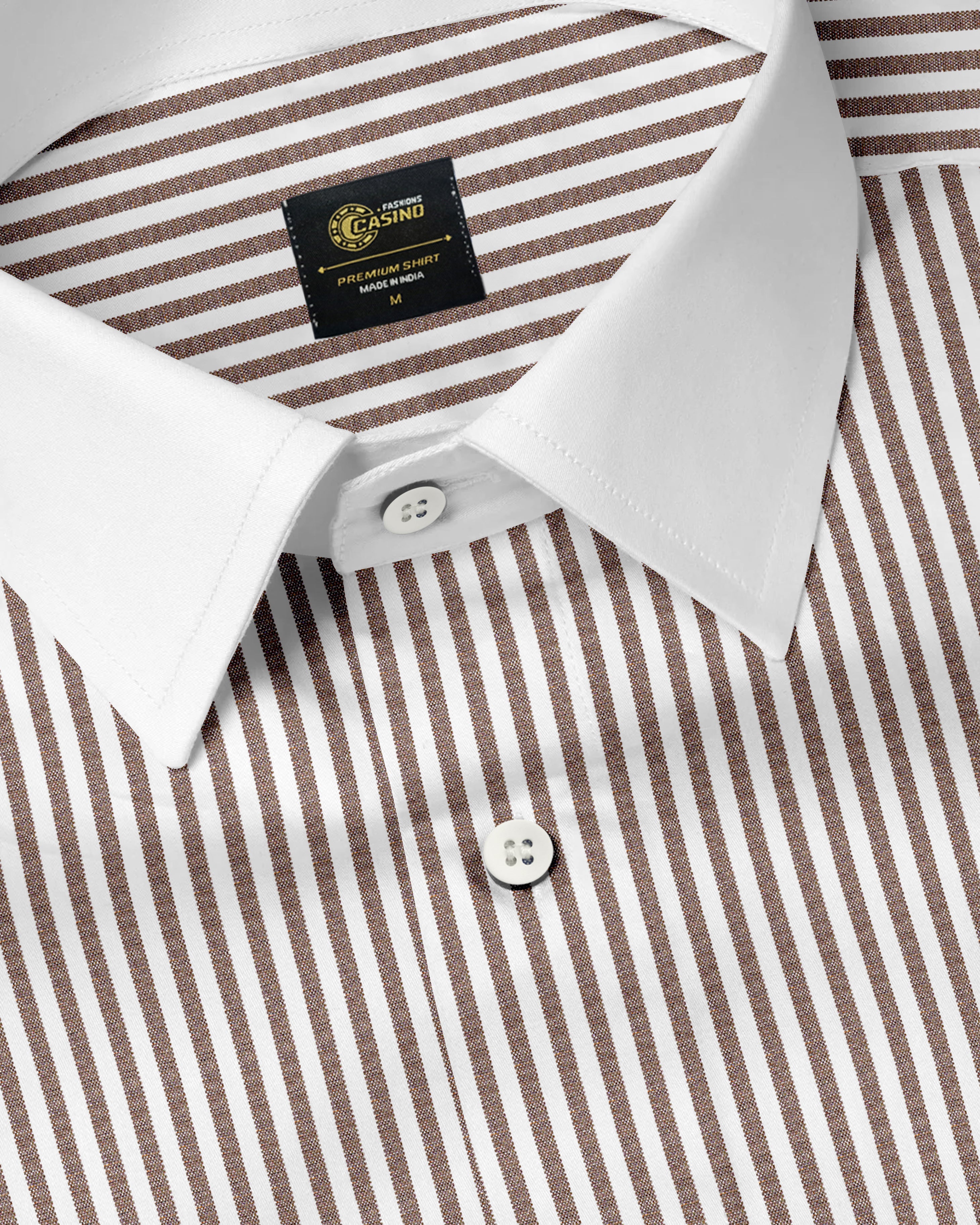 Brown Premium Giza Cotton Shirt With White Collar and Cuffs