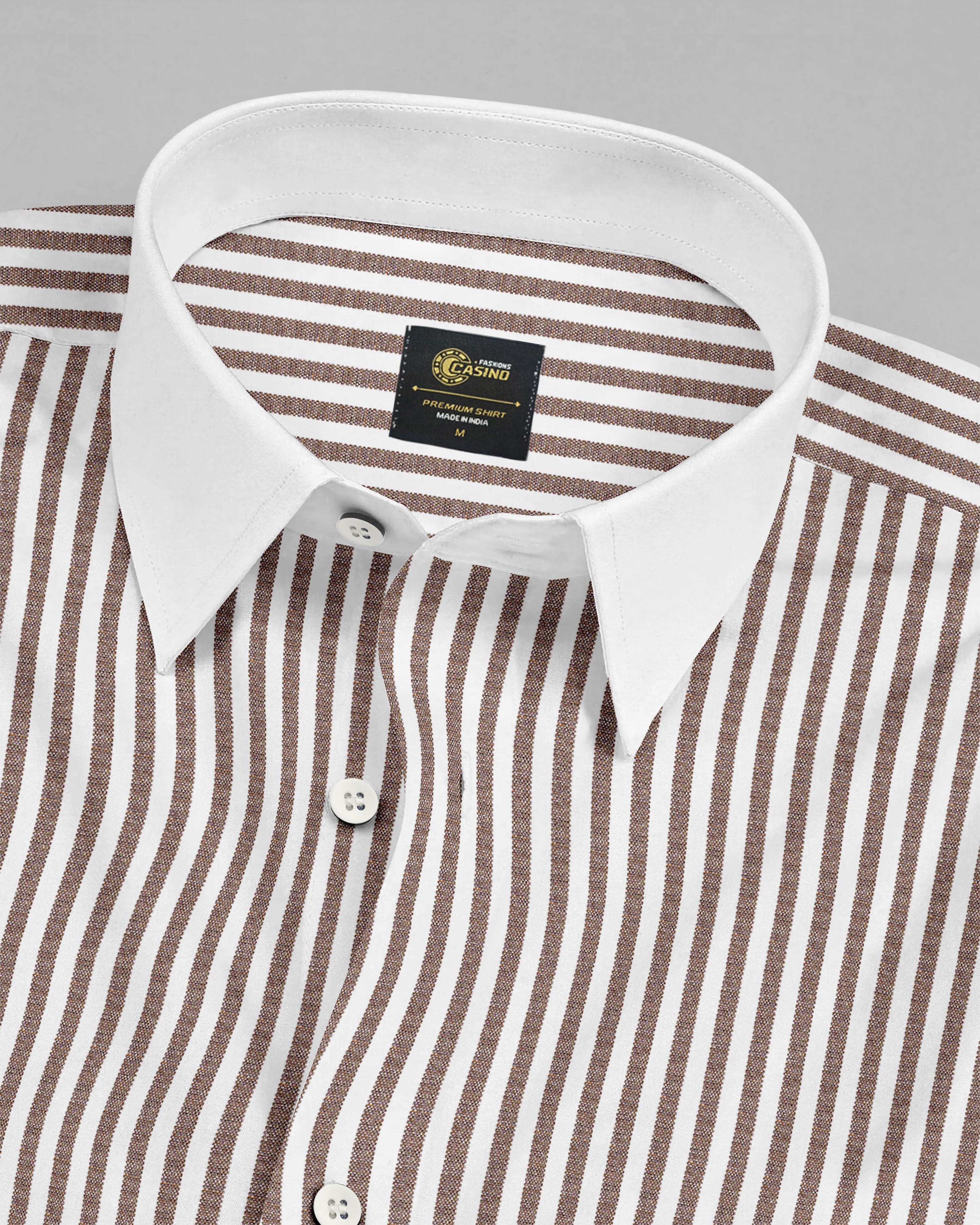 Brown Premium Giza Cotton Shirt With White Collar and Cuffs