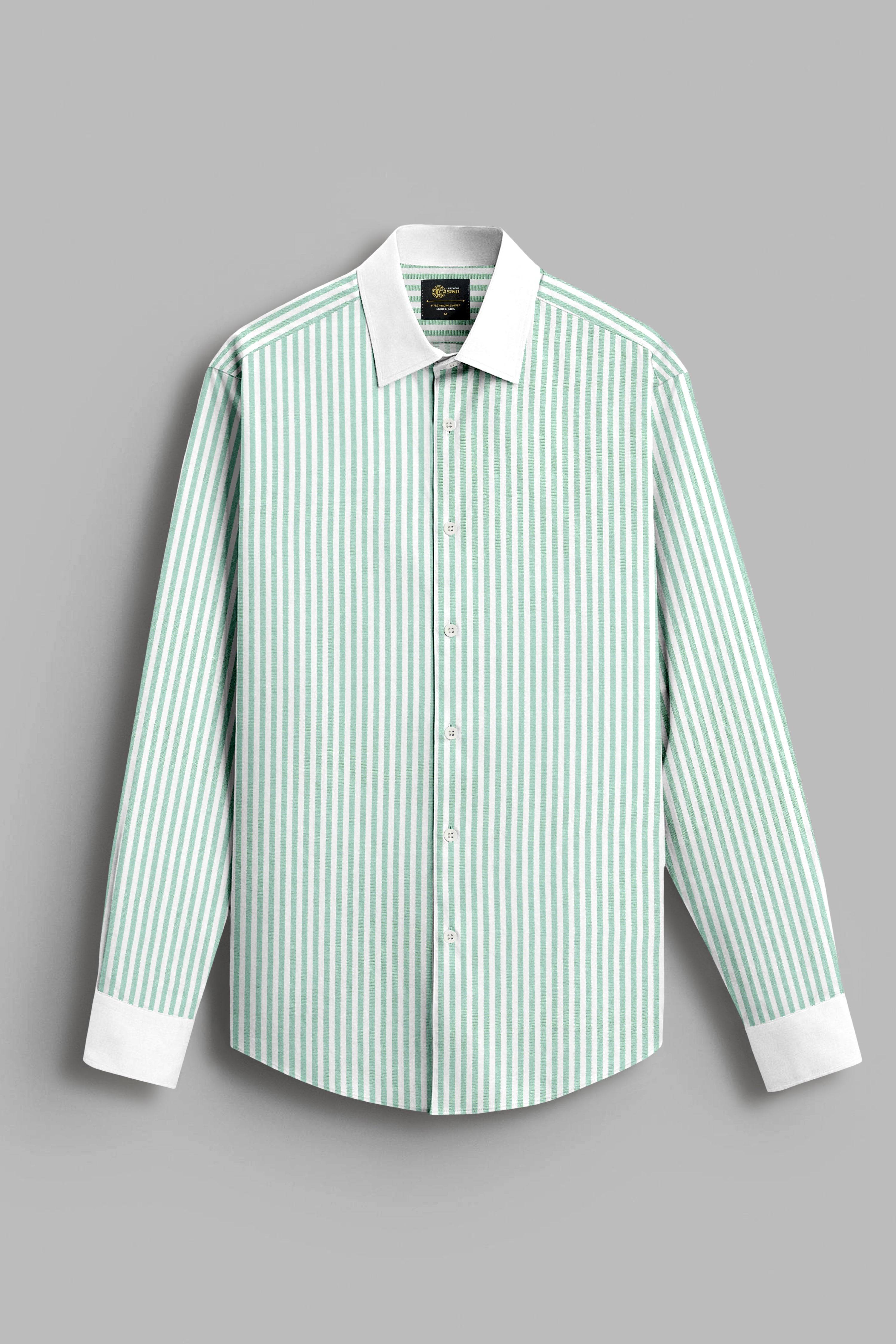 Glacira-Blizzard Blue And Bright White Stripes Formal Premium Cotton Shirt For Men