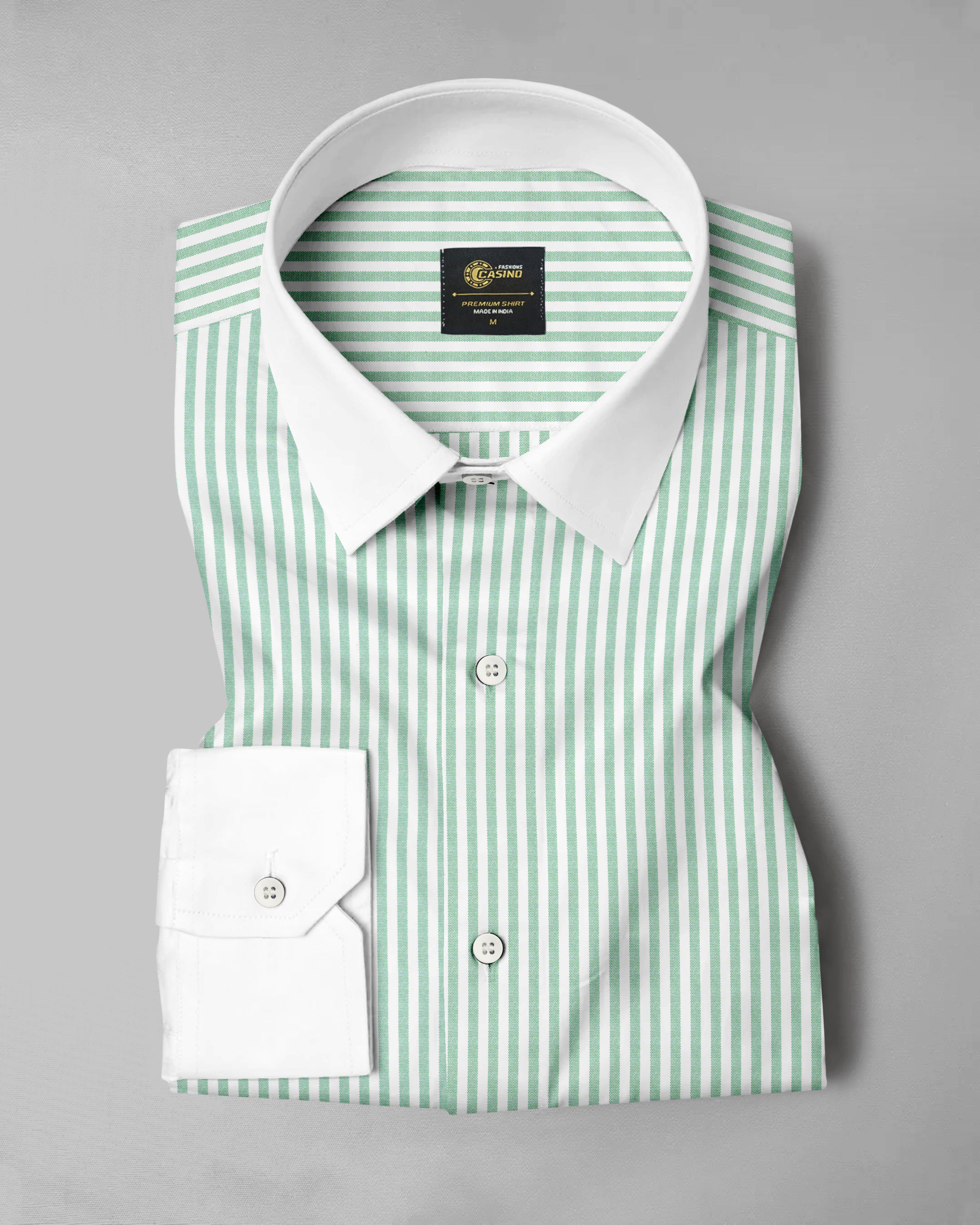 Glacira-Blizzard Blue And Bright White Stripes Formal Premium Cotton Shirt For Men