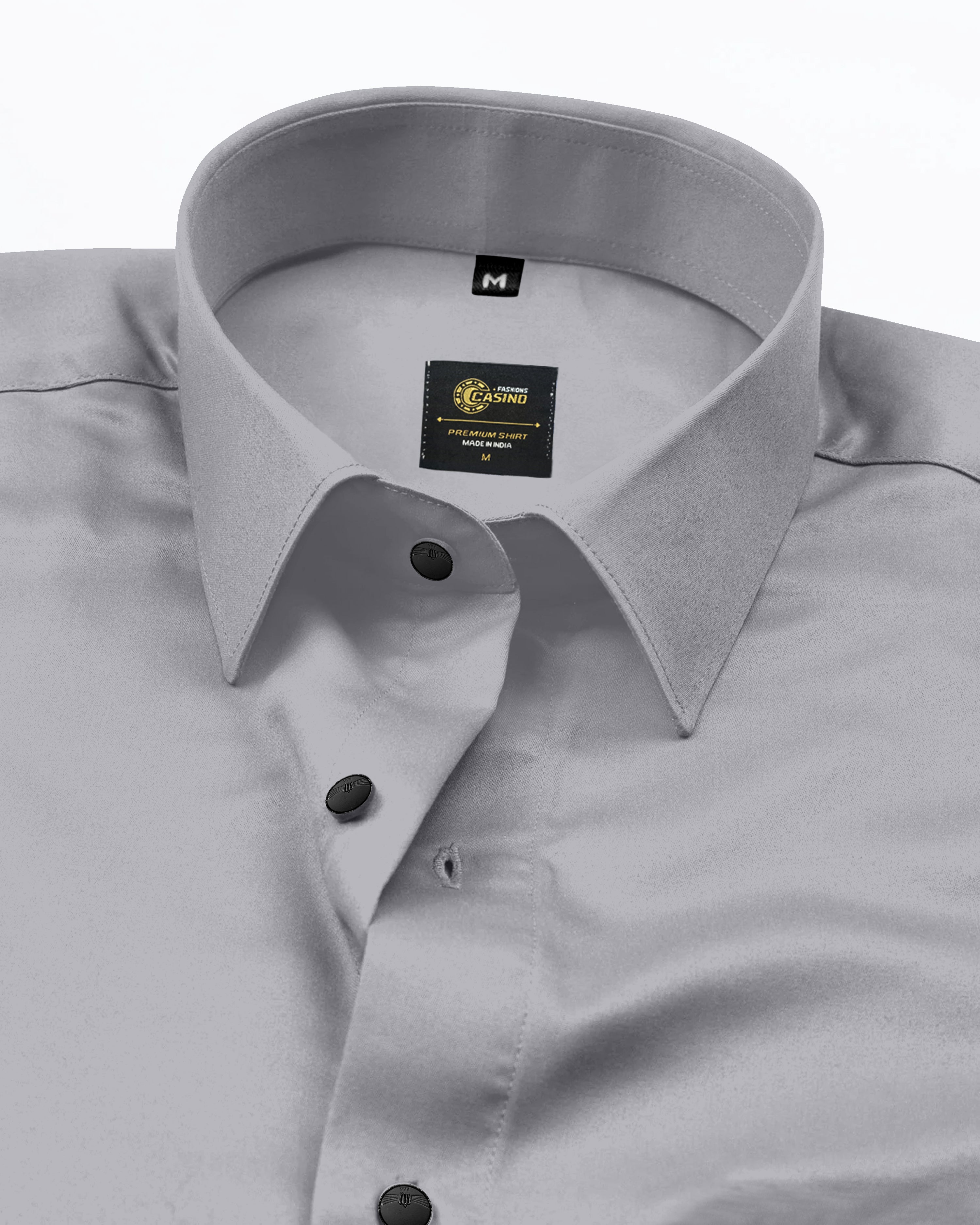 Jexari Charcoal Grey Plain Giza Cotton Shirt