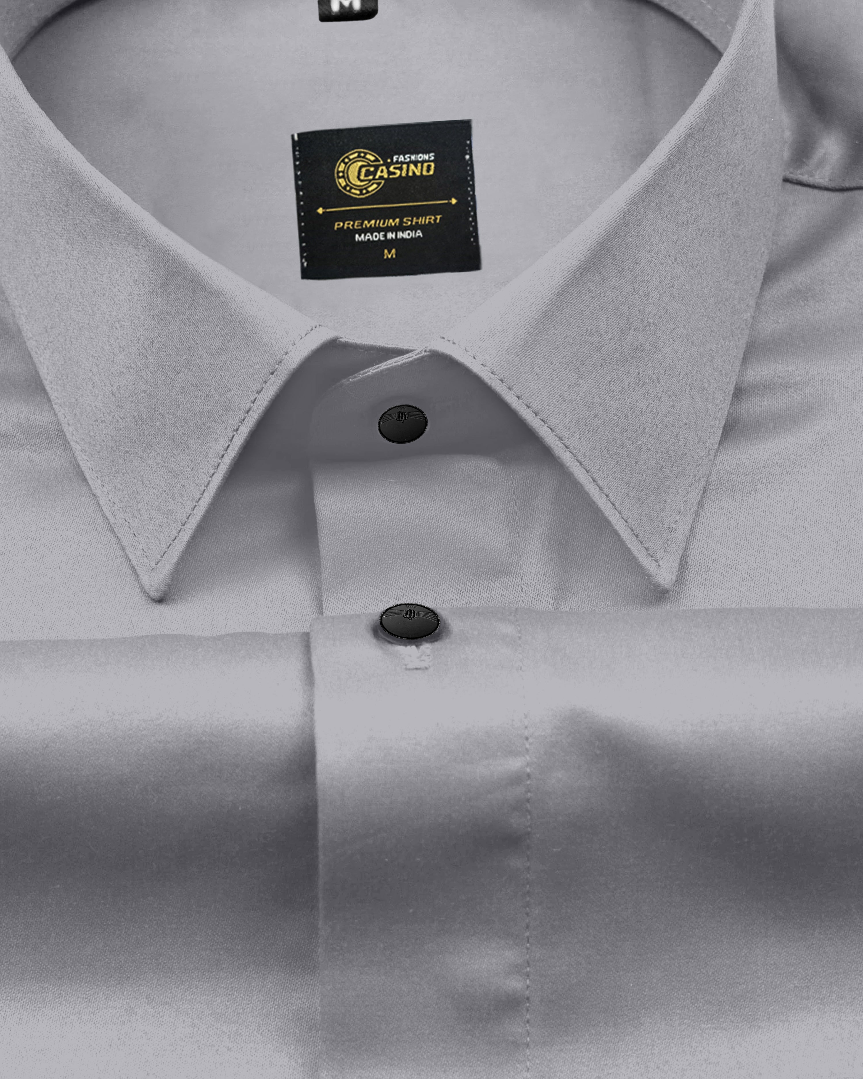 Jexari Charcoal Grey Plain Giza Cotton Shirt
