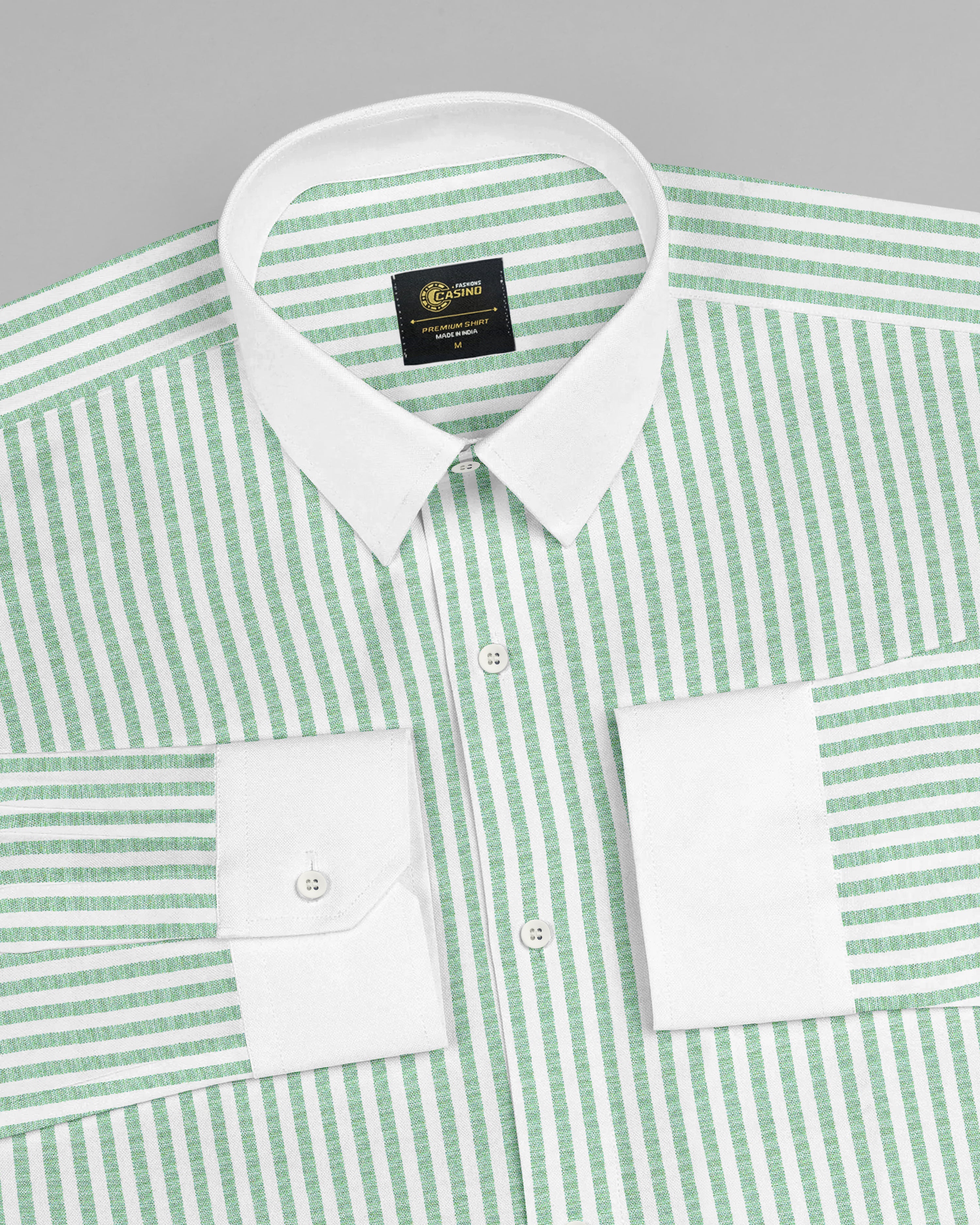Glacira-Blizzard Blue And Bright White Stripes Formal Premium Cotton Shirt For Men