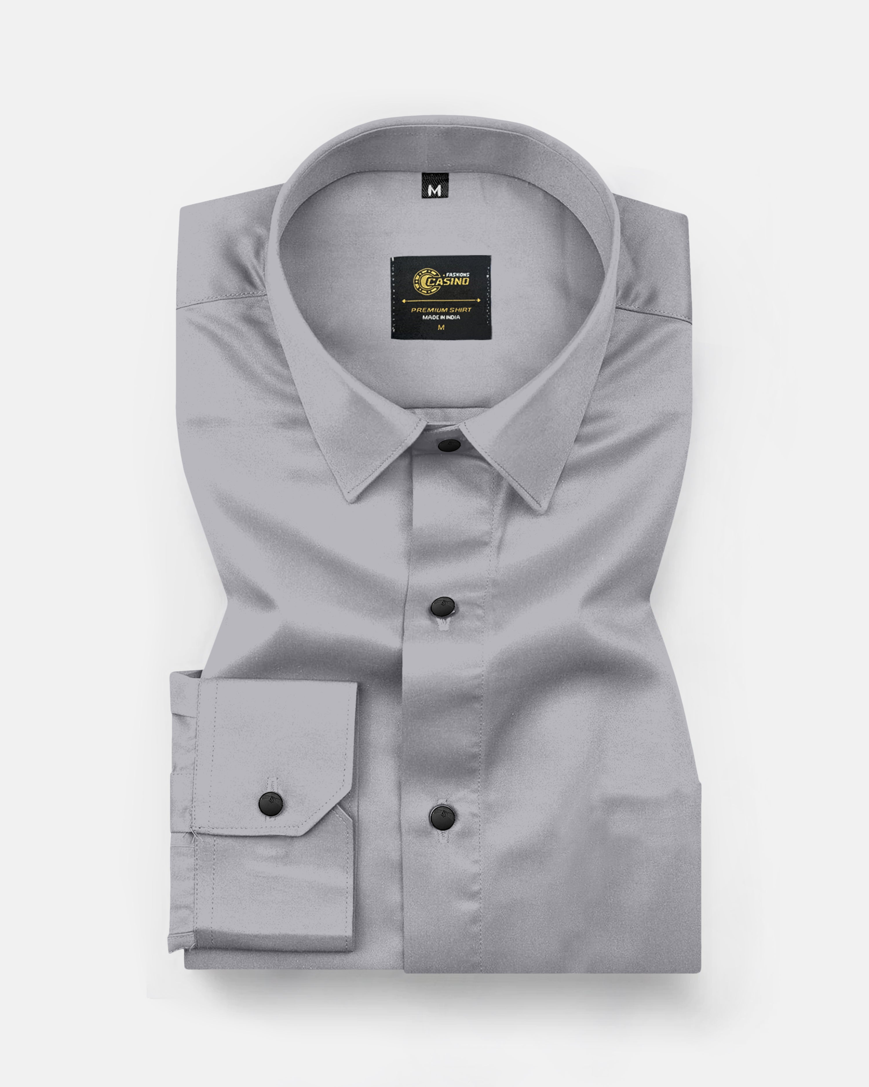 Jexari Charcoal Grey Plain Giza Cotton Shirt