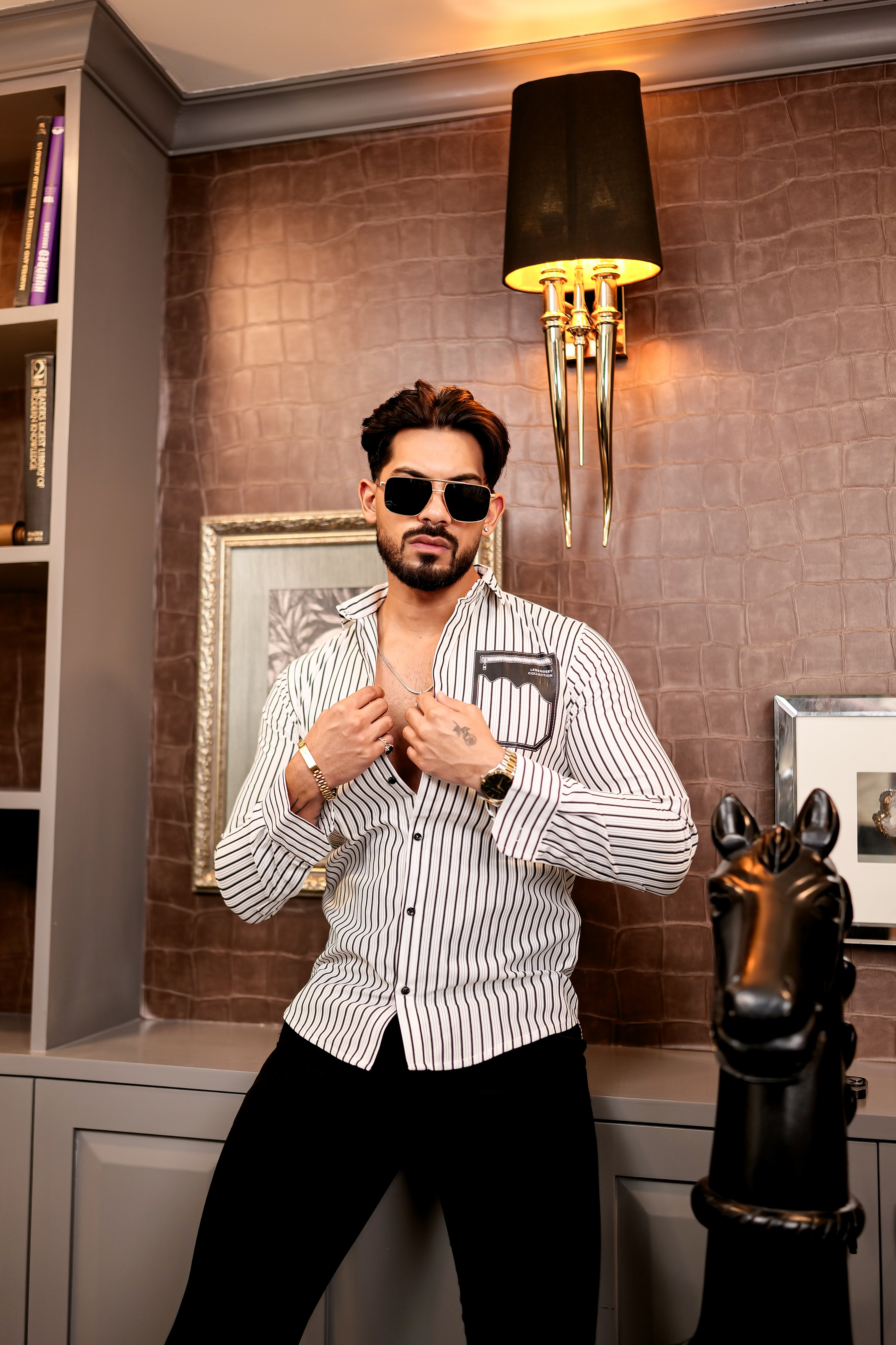 Fashion Casino Brown Lined Premium Cotton Shirt