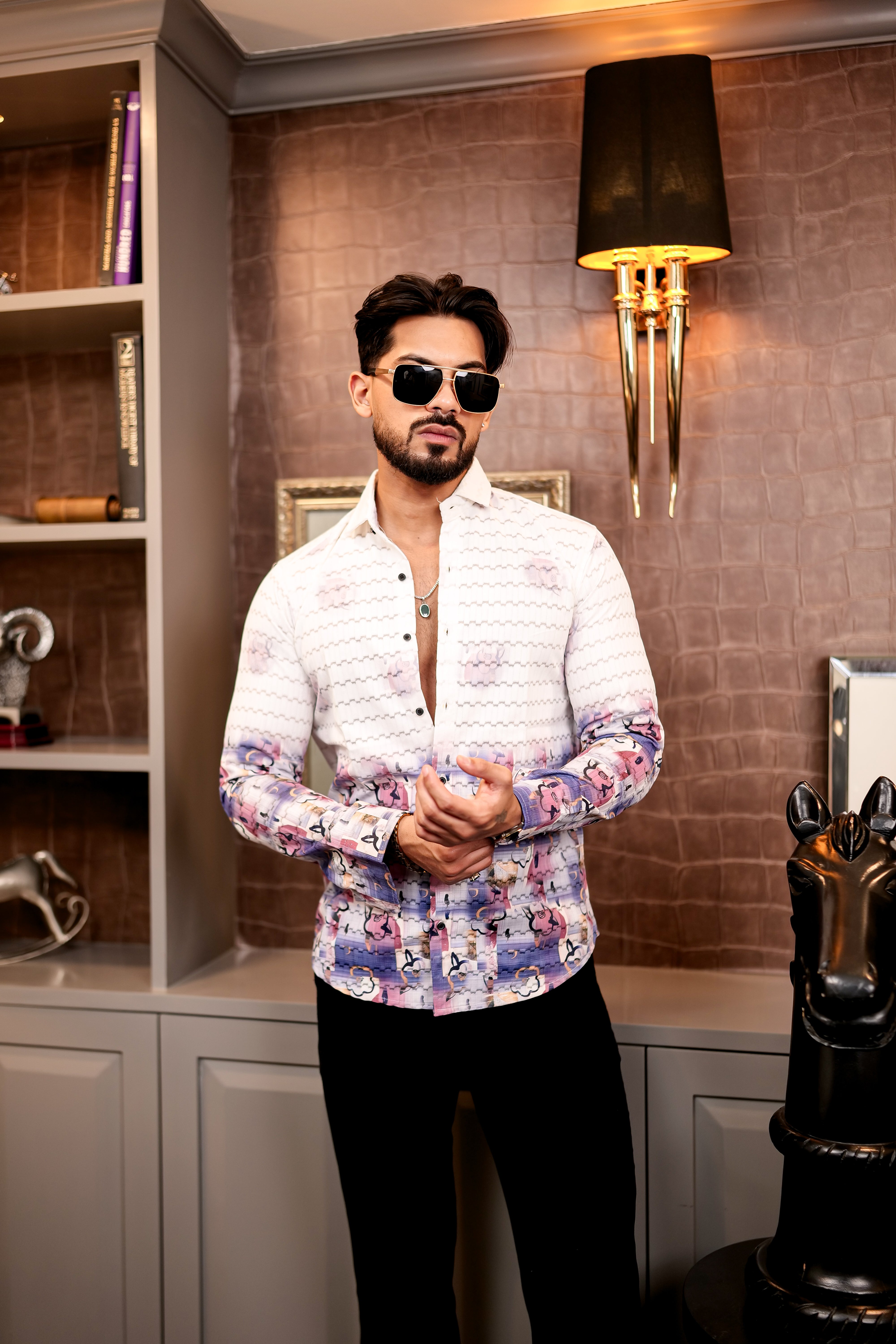Fashion Casino Flower Print Premium Cotton Shirt
