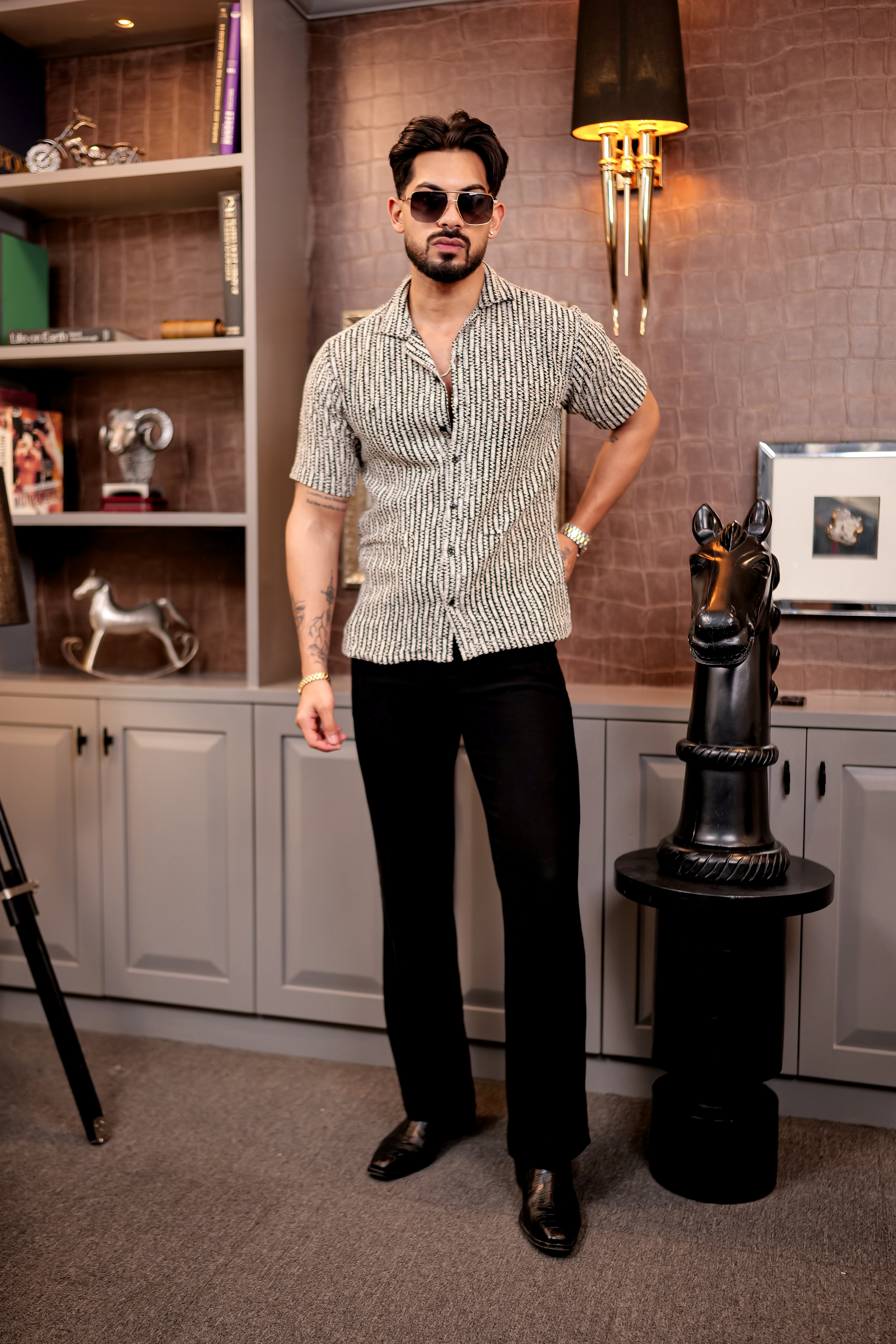 Fashion Casino Black Wave Premium Cotton Shirt