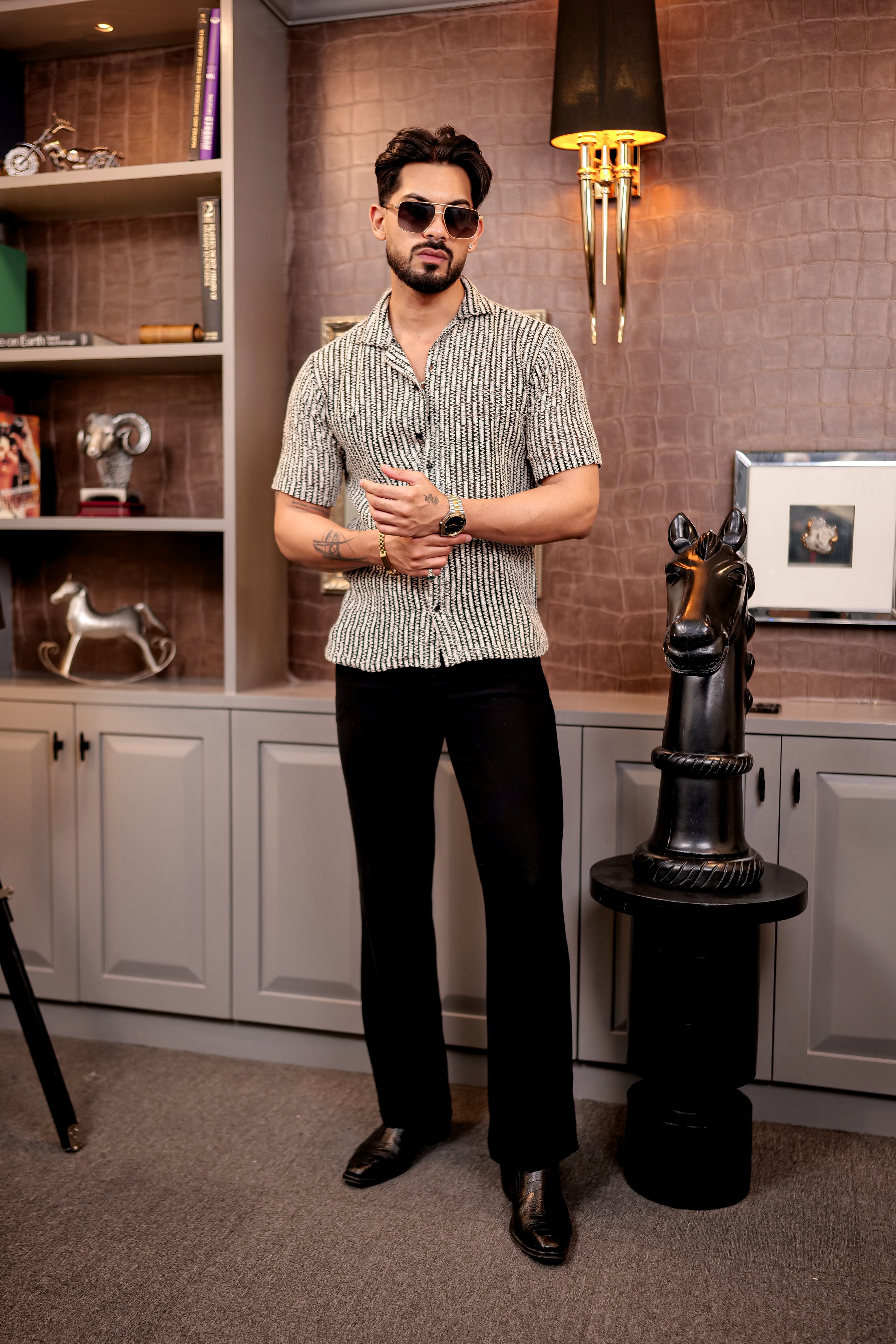 Fashion Casino Black Wave Premium Cotton Shirt