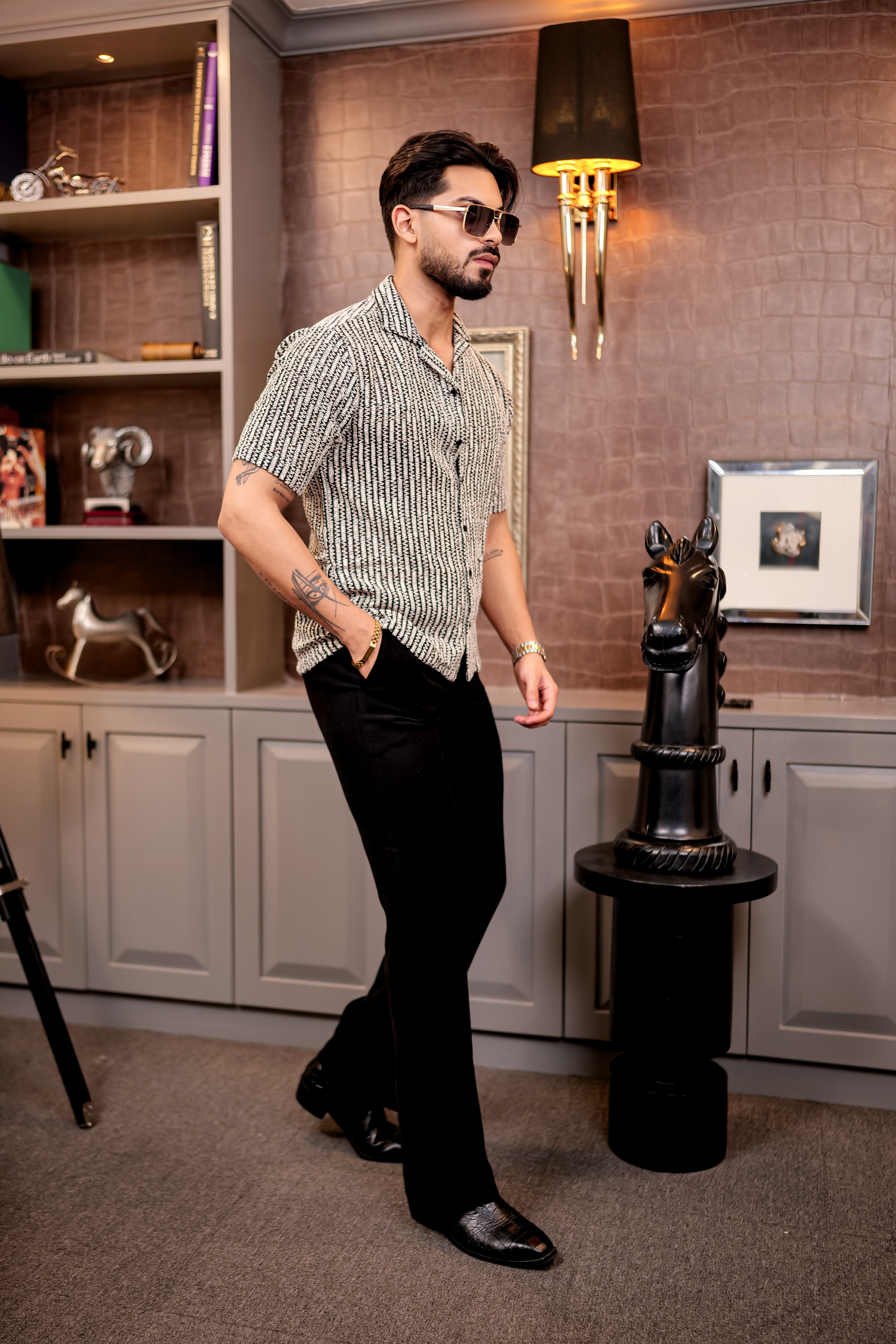 Fashion Casino Black Wave Premium Cotton Shirt