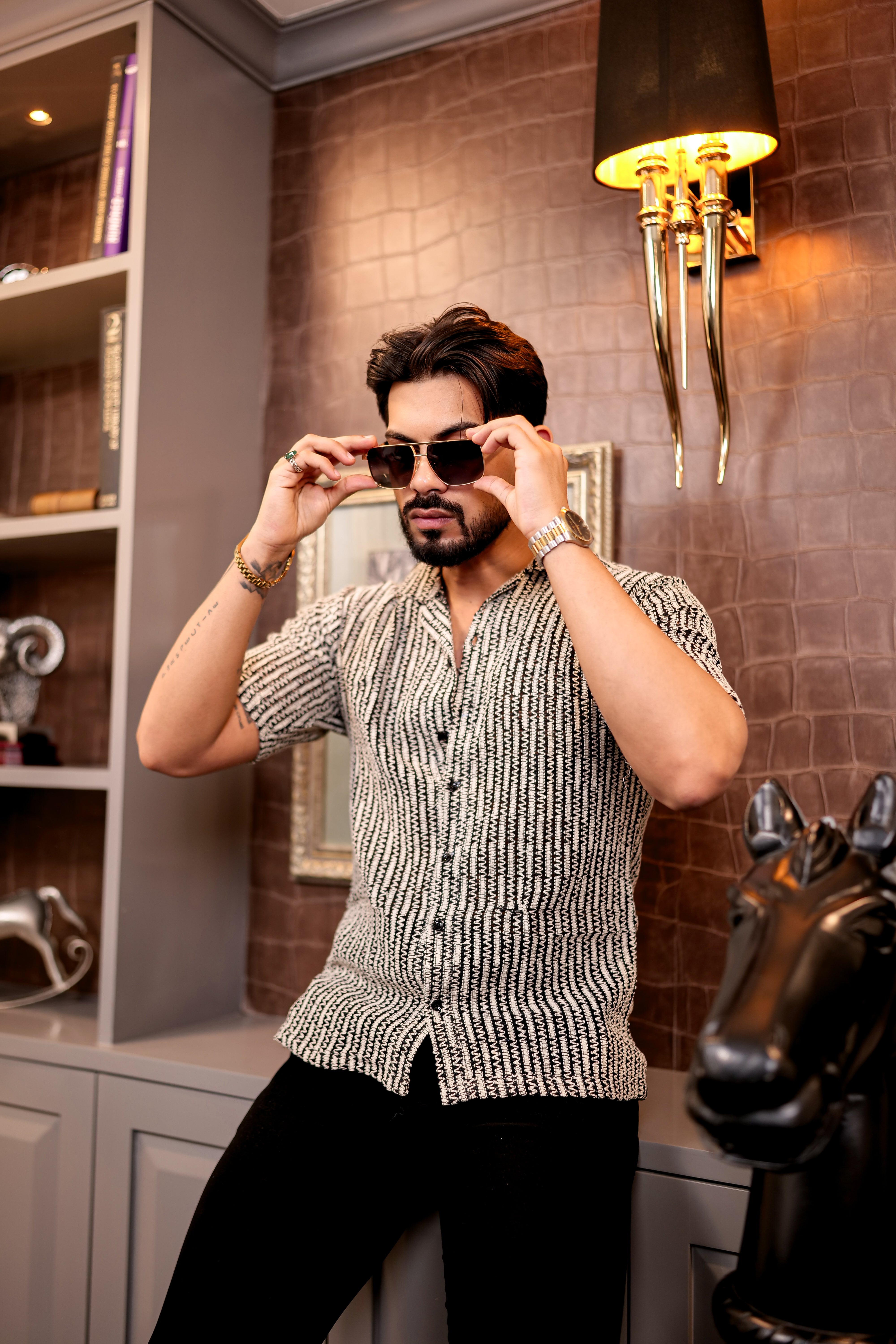 Fashion Casino Black Wave Premium Cotton Shirt