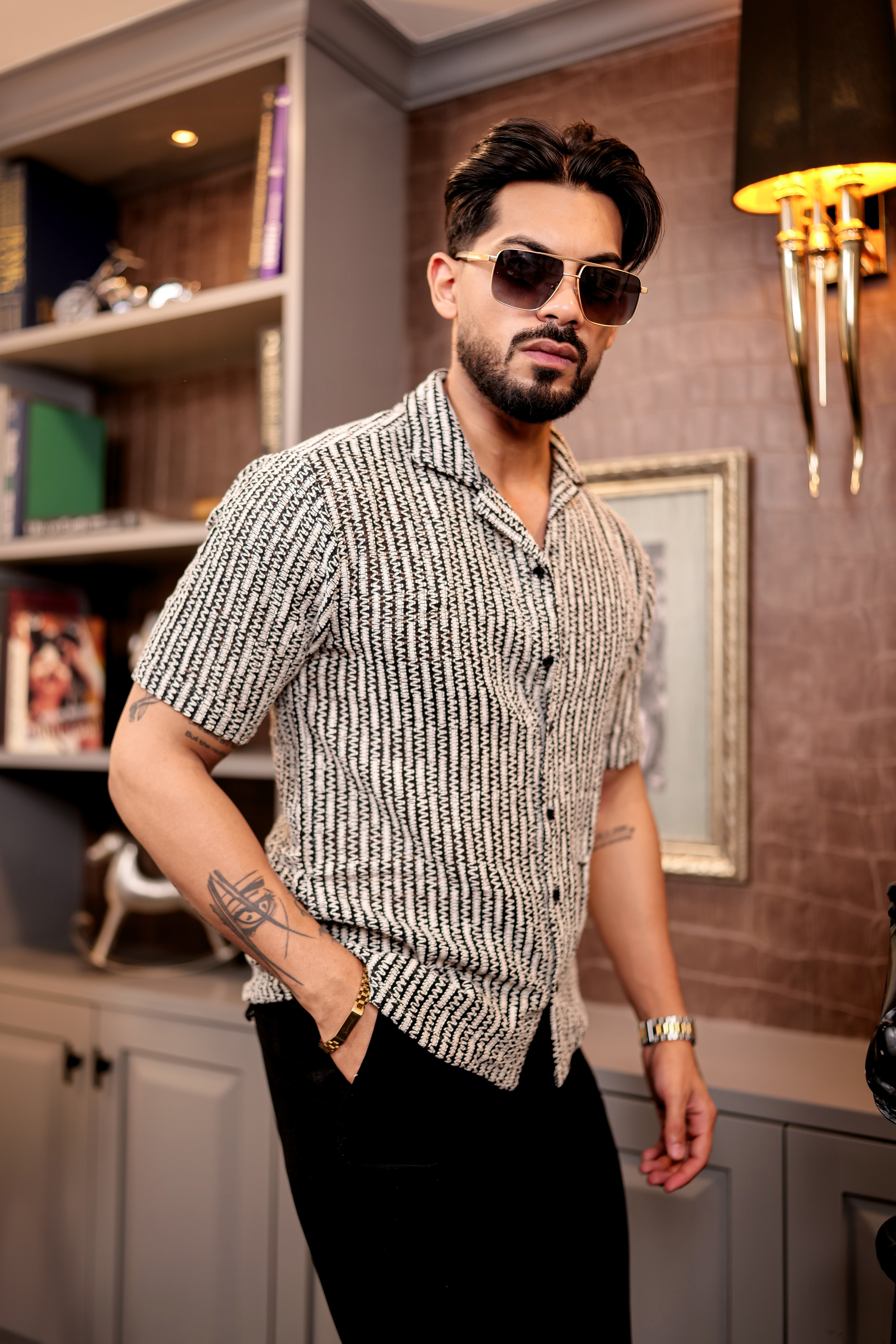 Fashion Casino Black Wave Premium Cotton Shirt