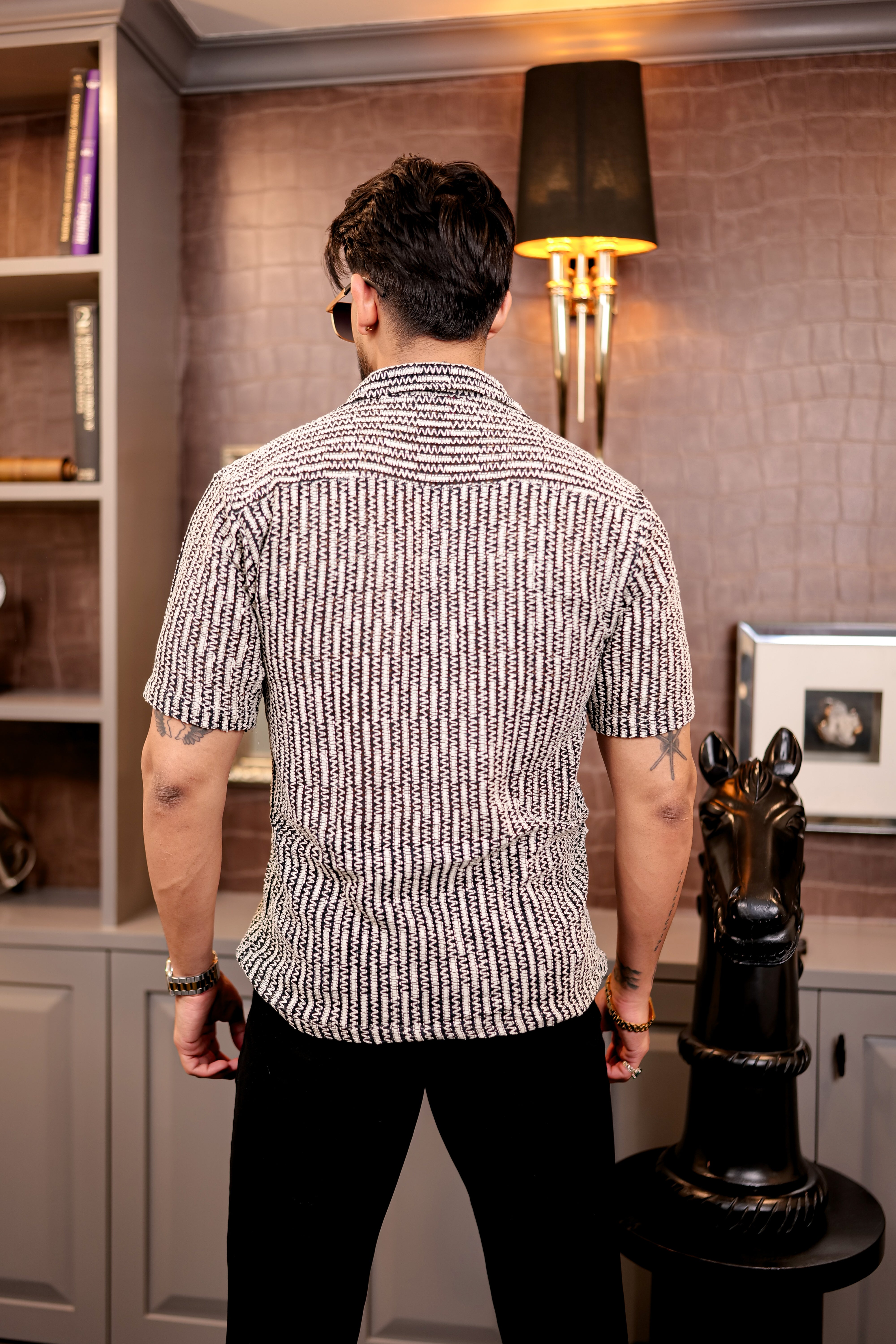 Fashion Casino Black Wave Premium Cotton Shirt