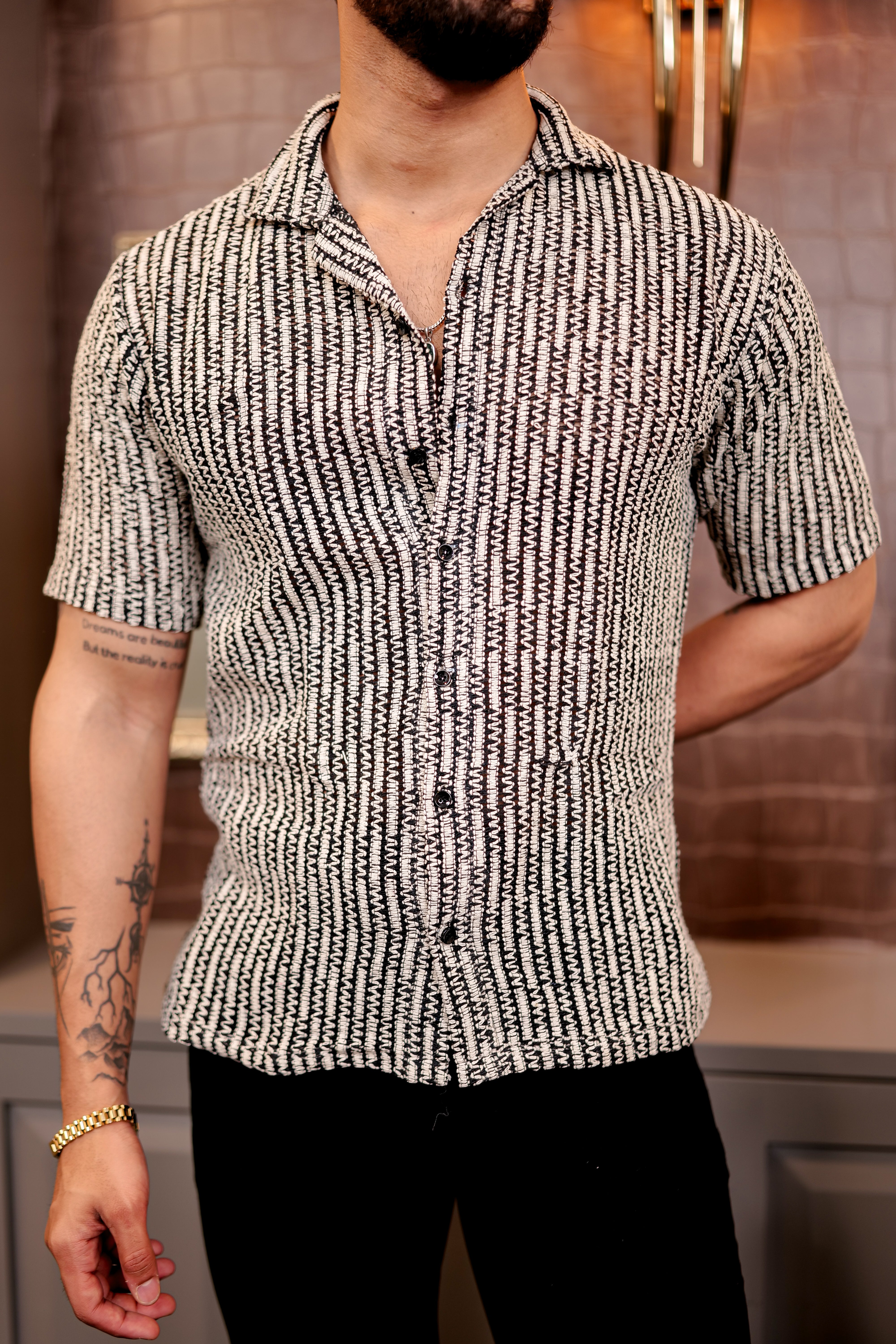 Fashion Casino Black Wave Premium Cotton Shirt