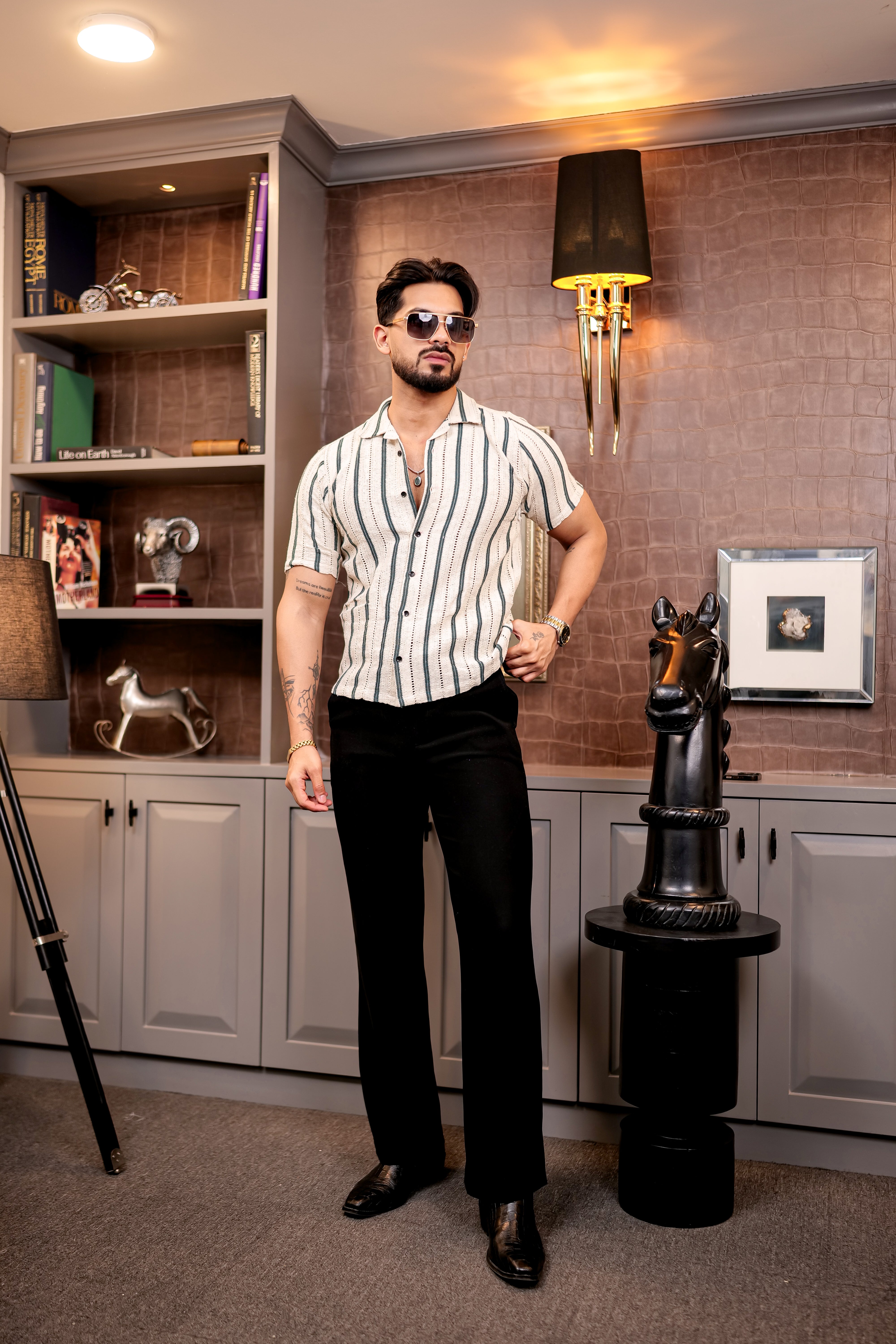 Fashion Casino Green Lined Cotton Shirt