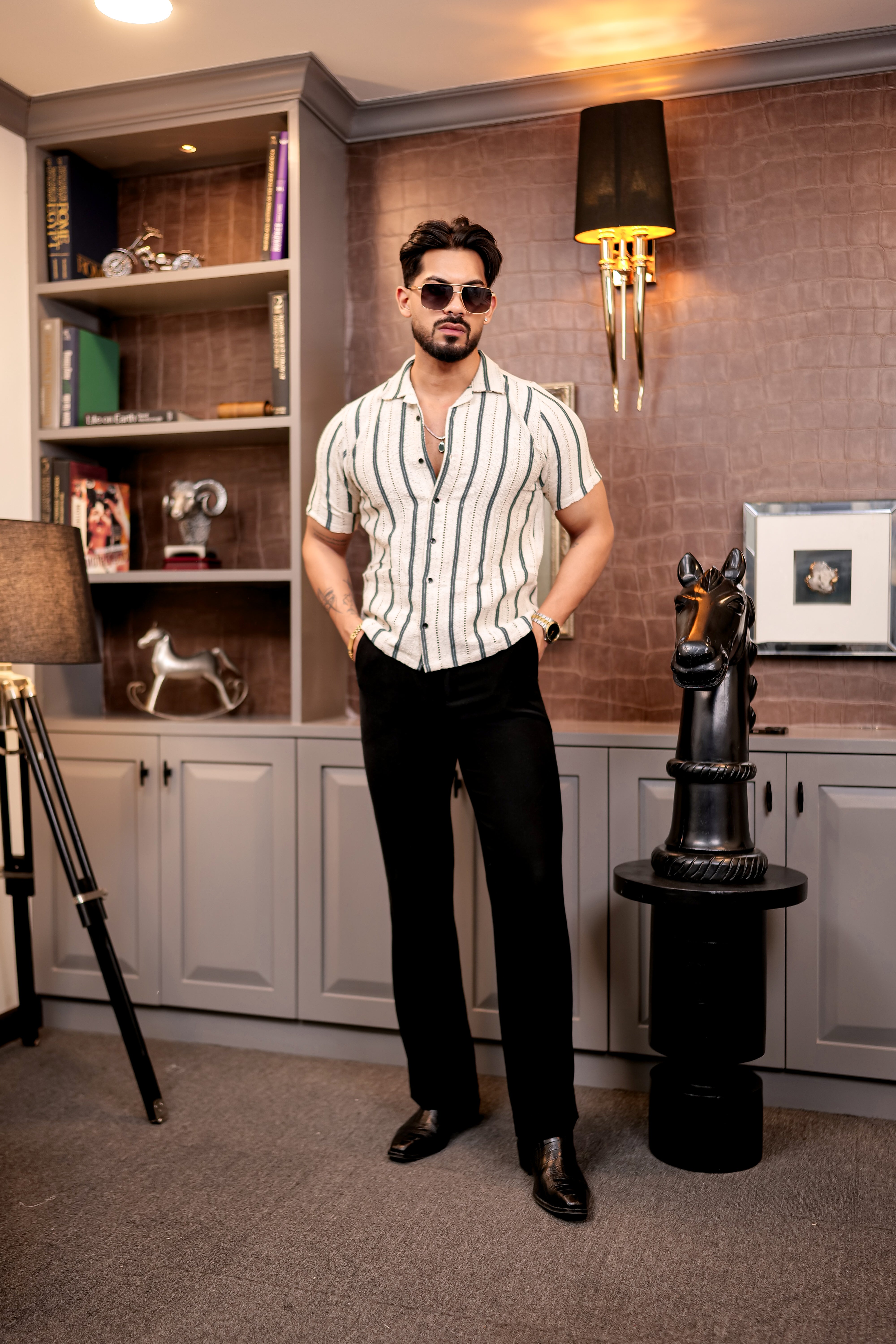 Fashion Casino Green Lined Cotton Shirt