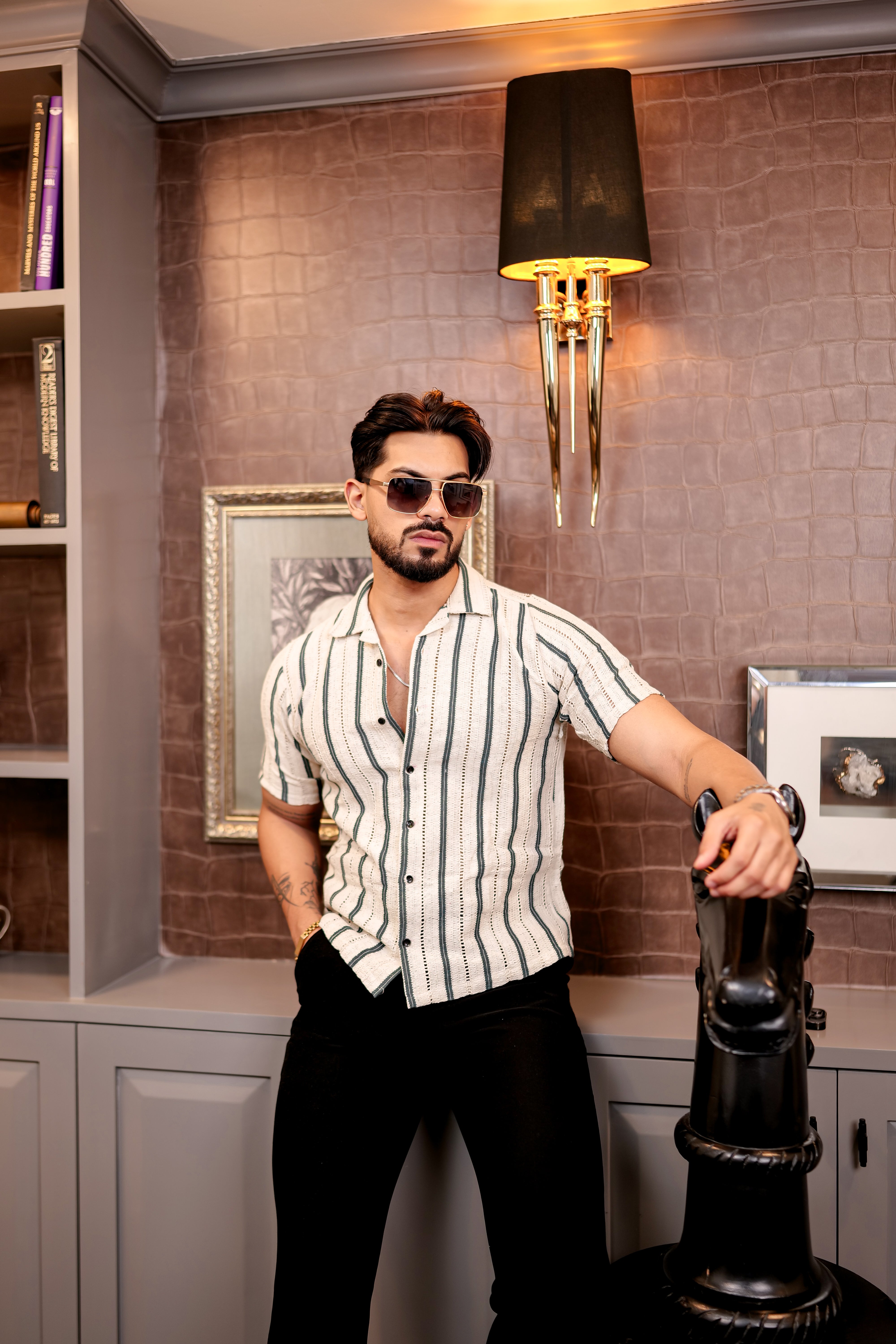 Fashion Casino Green Lined Cotton Shirt