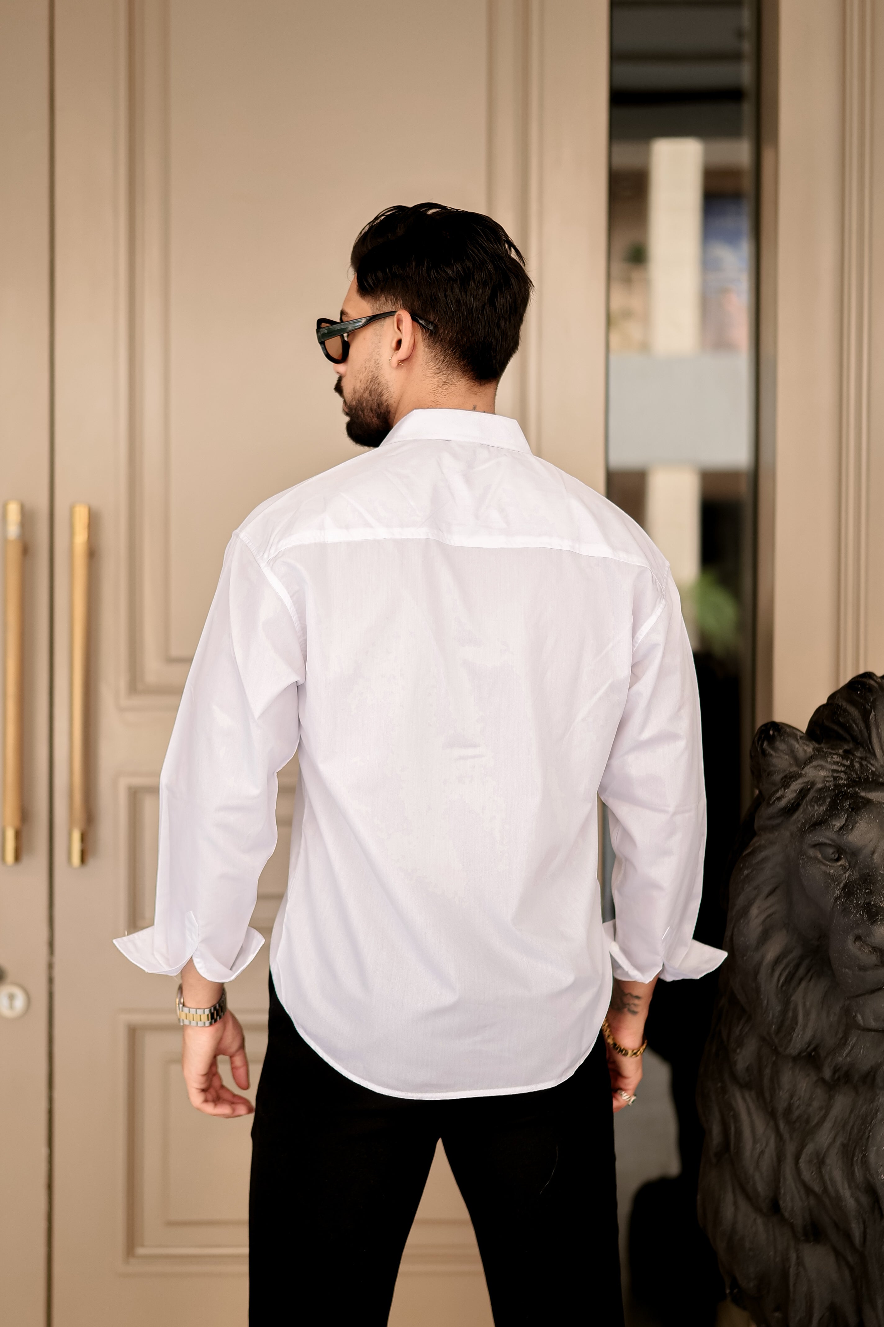 Fashion Casino Embroidery White Shirt & Yellow flower Design Premium Cotton Shirt