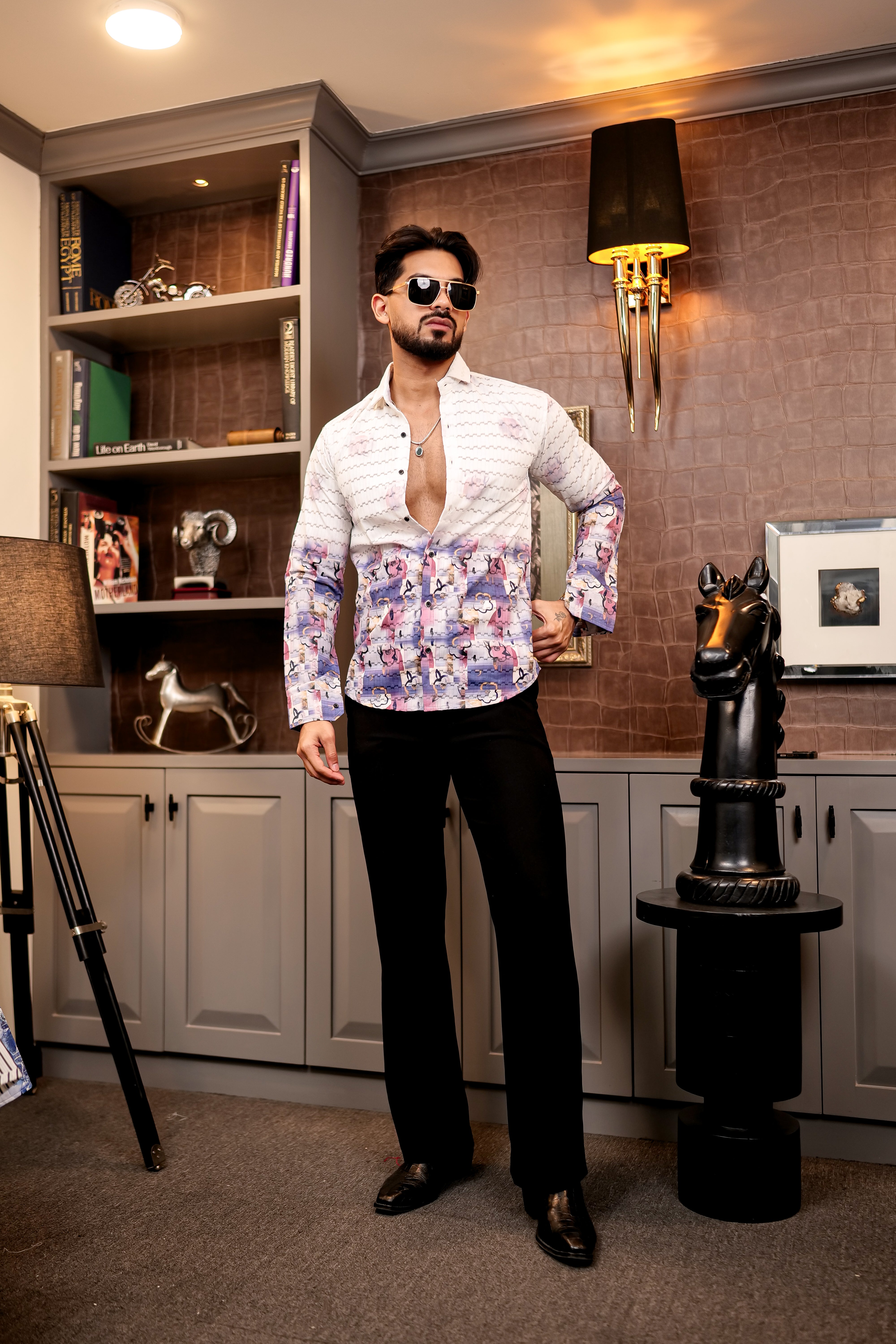 Fashion Casino Flower Print Premium Cotton Shirt