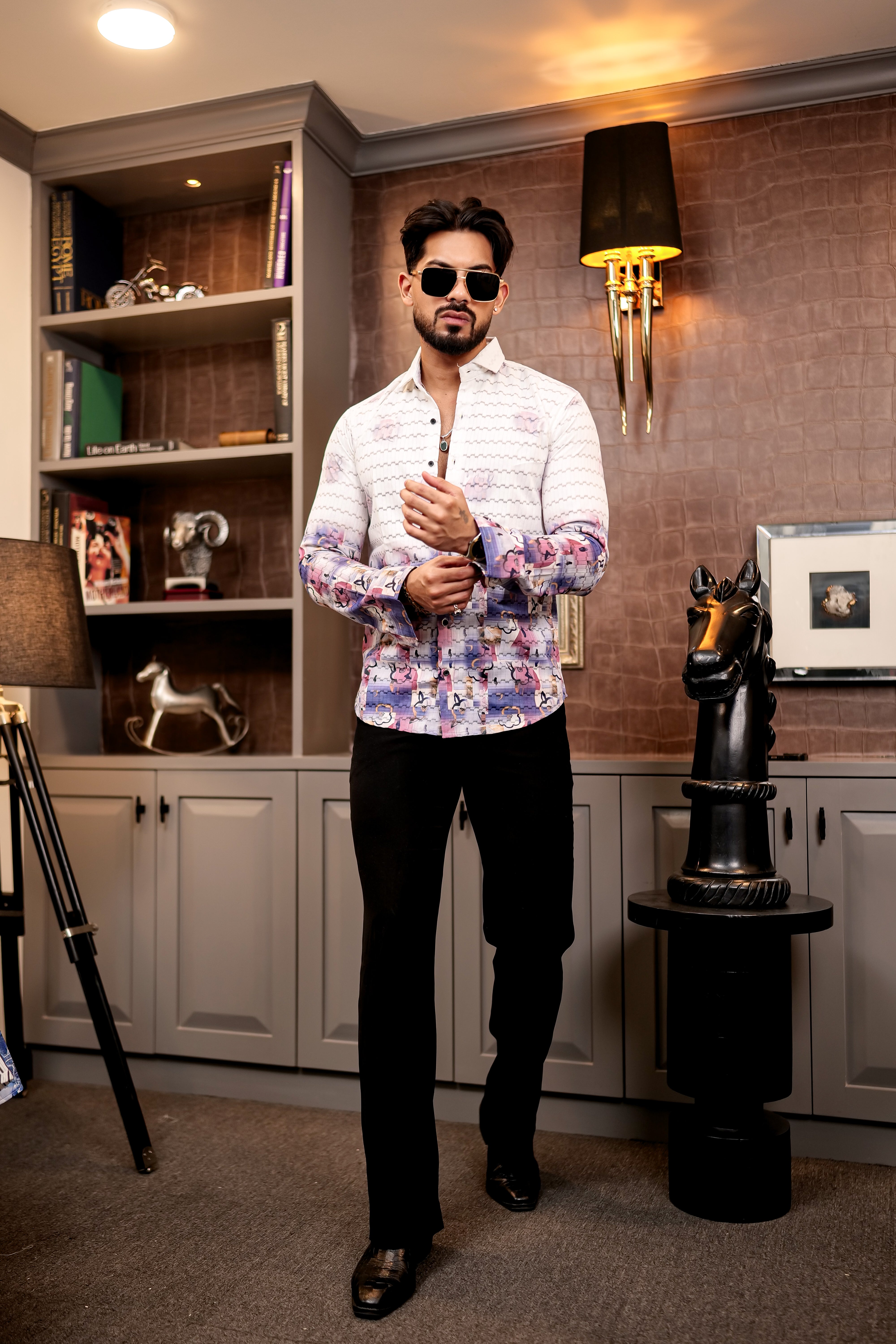 Fashion Casino Flower Print Premium Cotton Shirt