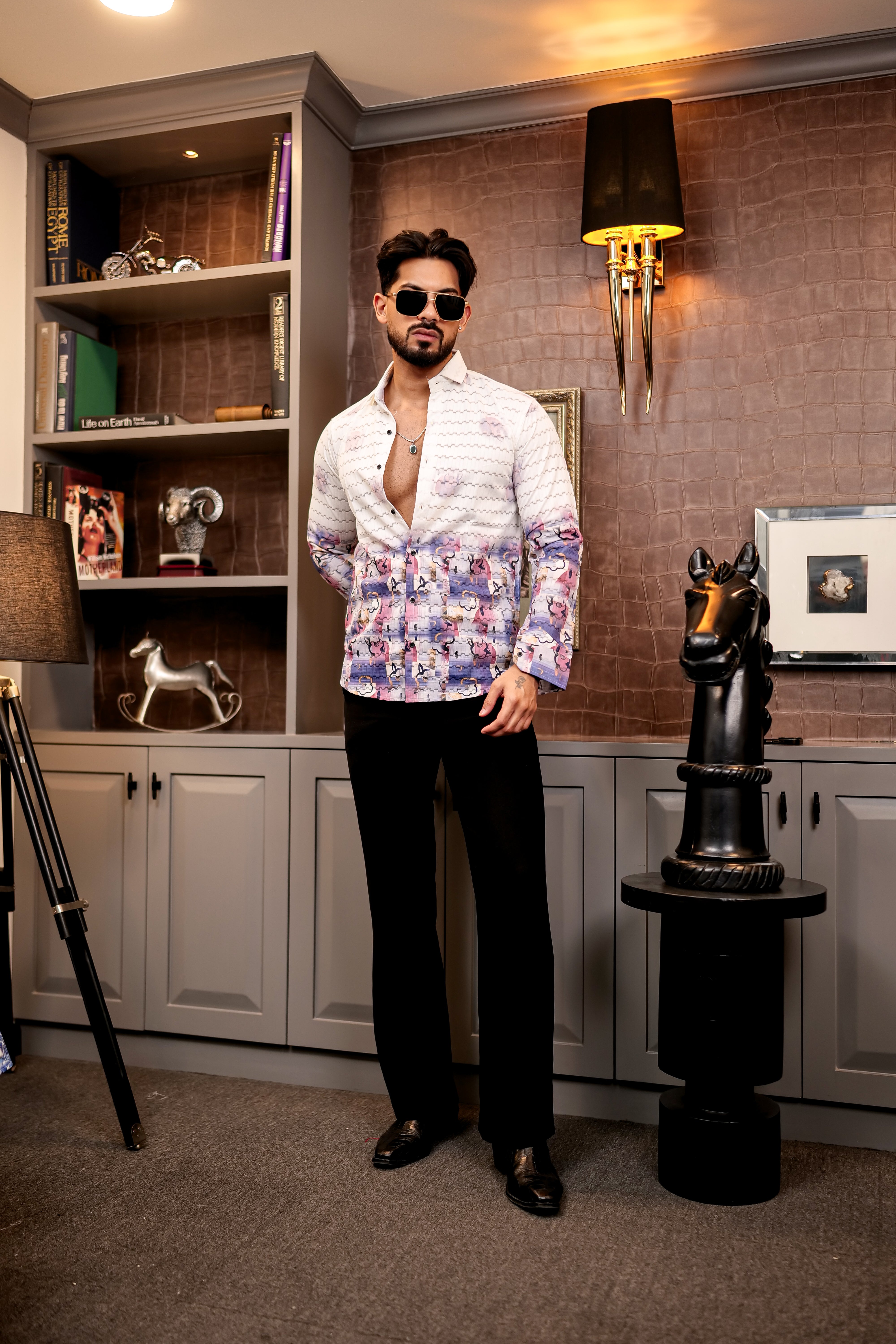 Fashion Casino Flower Print Premium Cotton Shirt