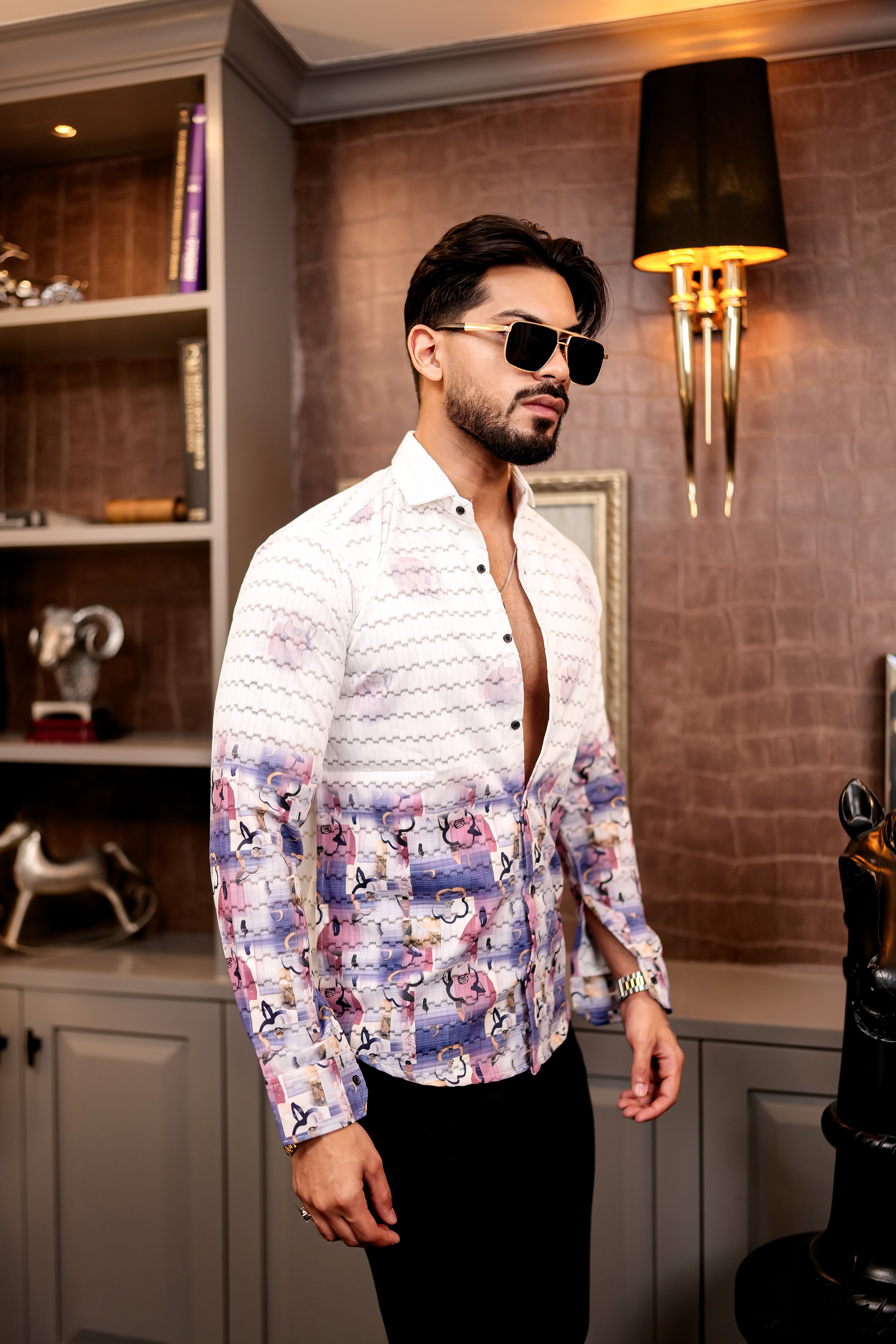 Fashion Casino Flower Print Premium Cotton Shirt