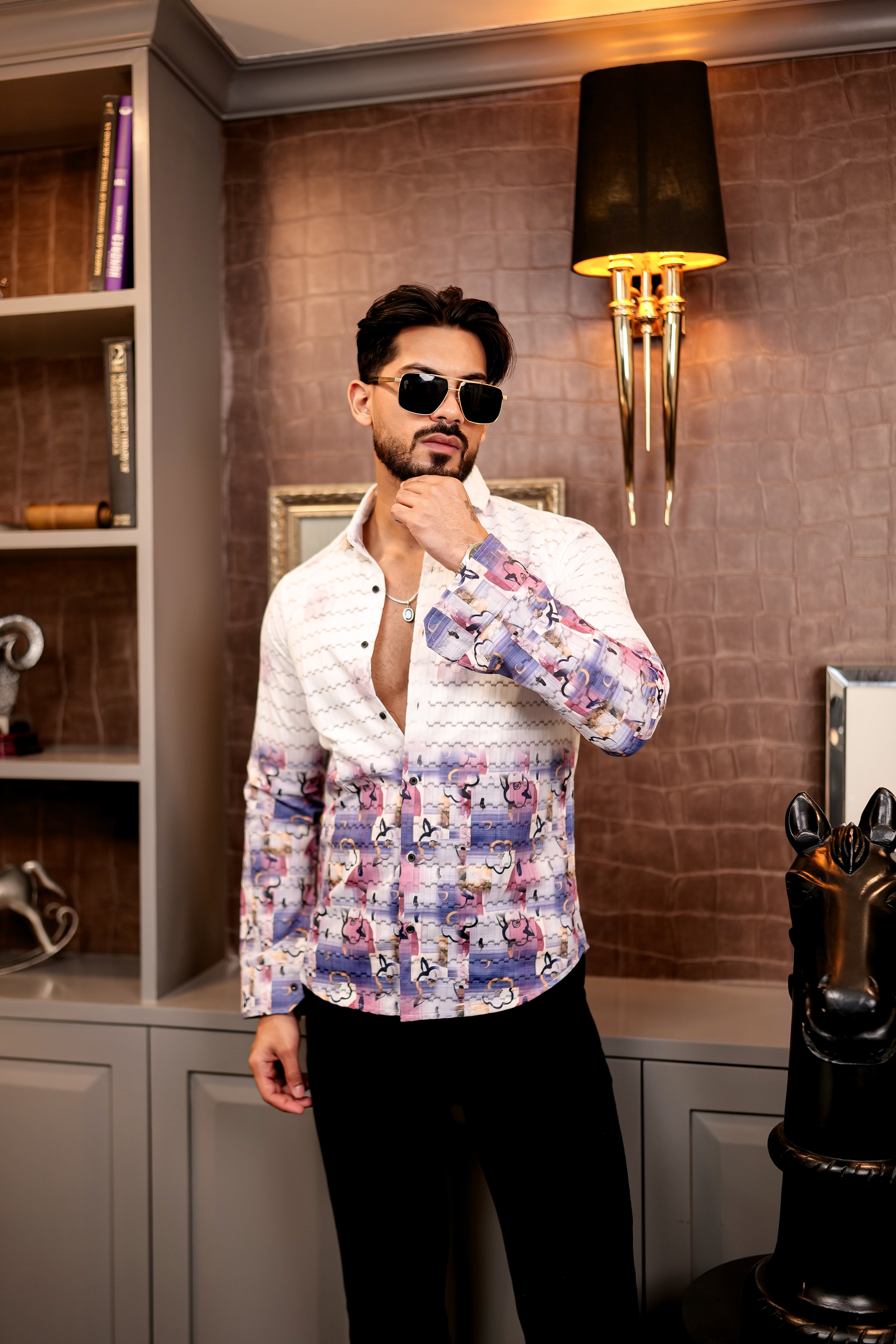 Fashion Casino Flower Print Premium Cotton Shirt