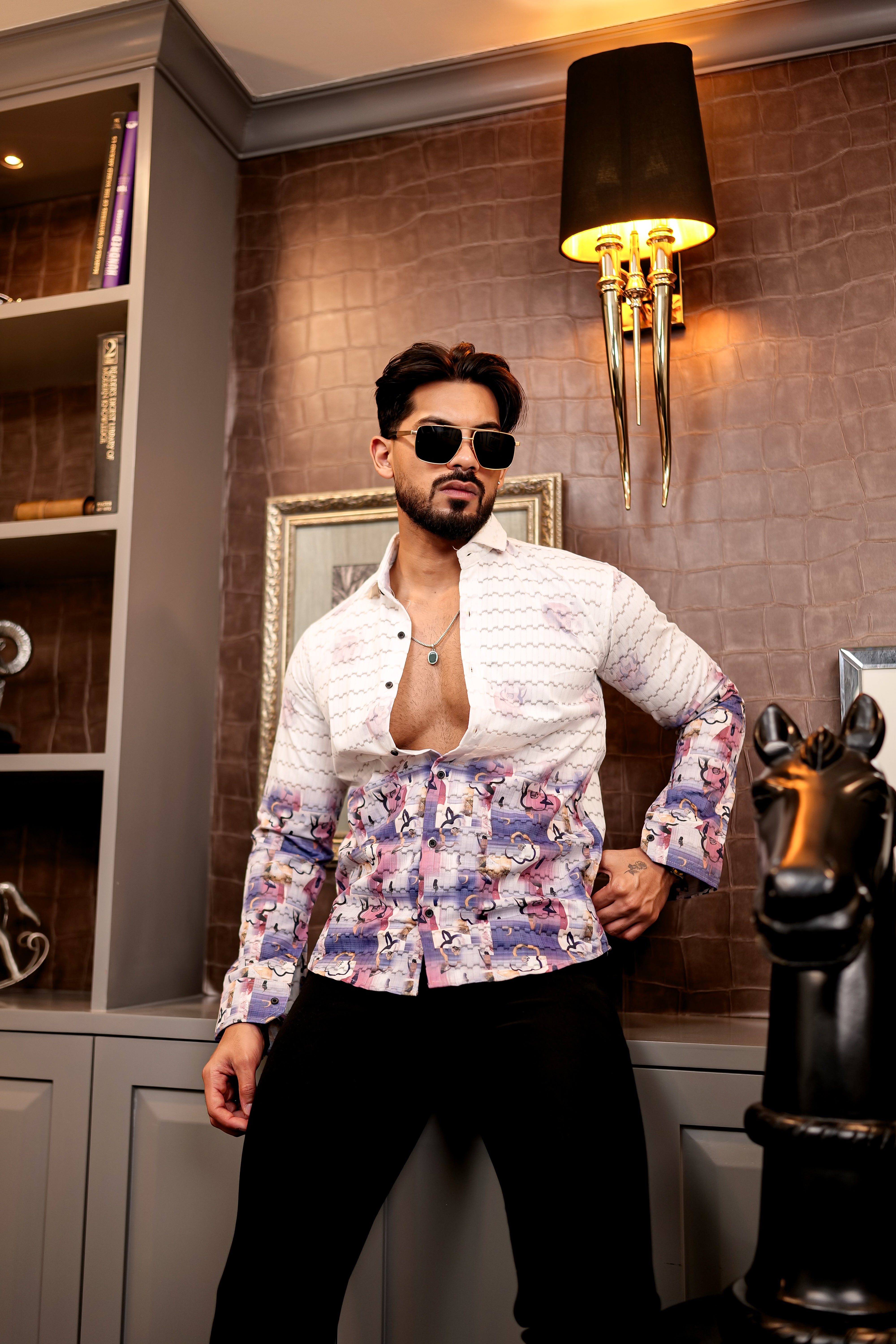 Fashion Casino Flower Print Premium Cotton Shirt