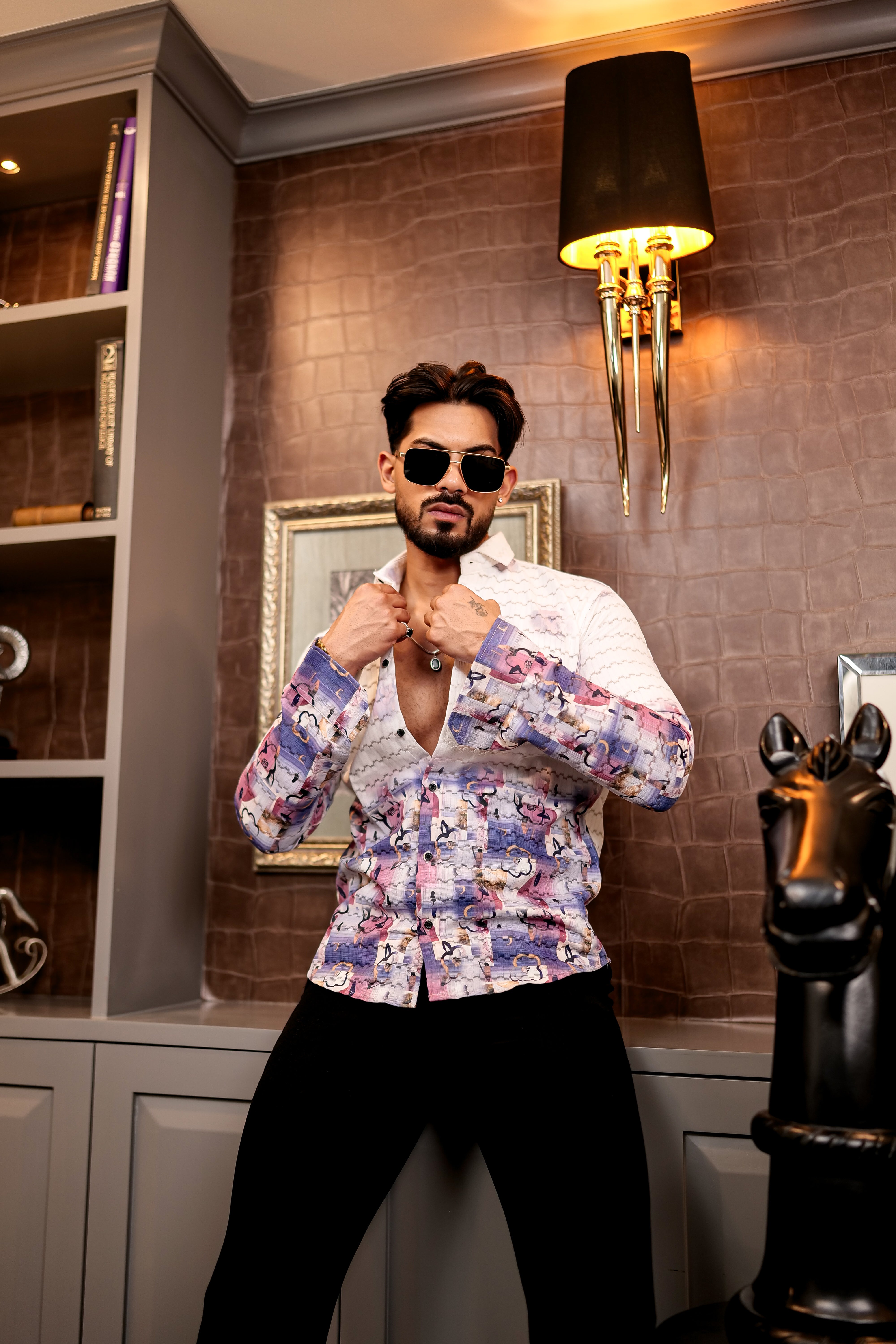 Fashion Casino Flower Print Premium Cotton Shirt