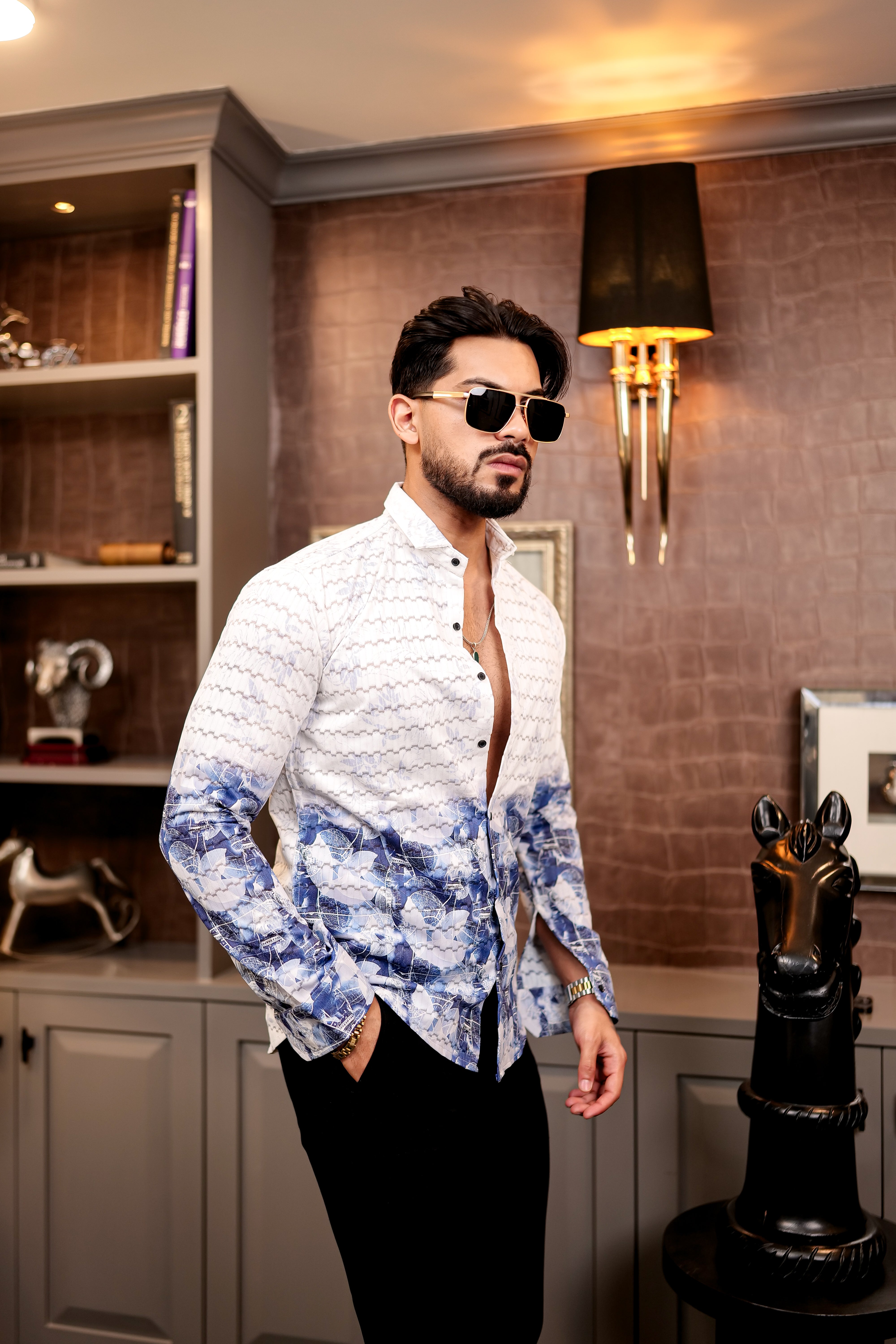 Fashion Casino Blue Premium Cotton Shirt