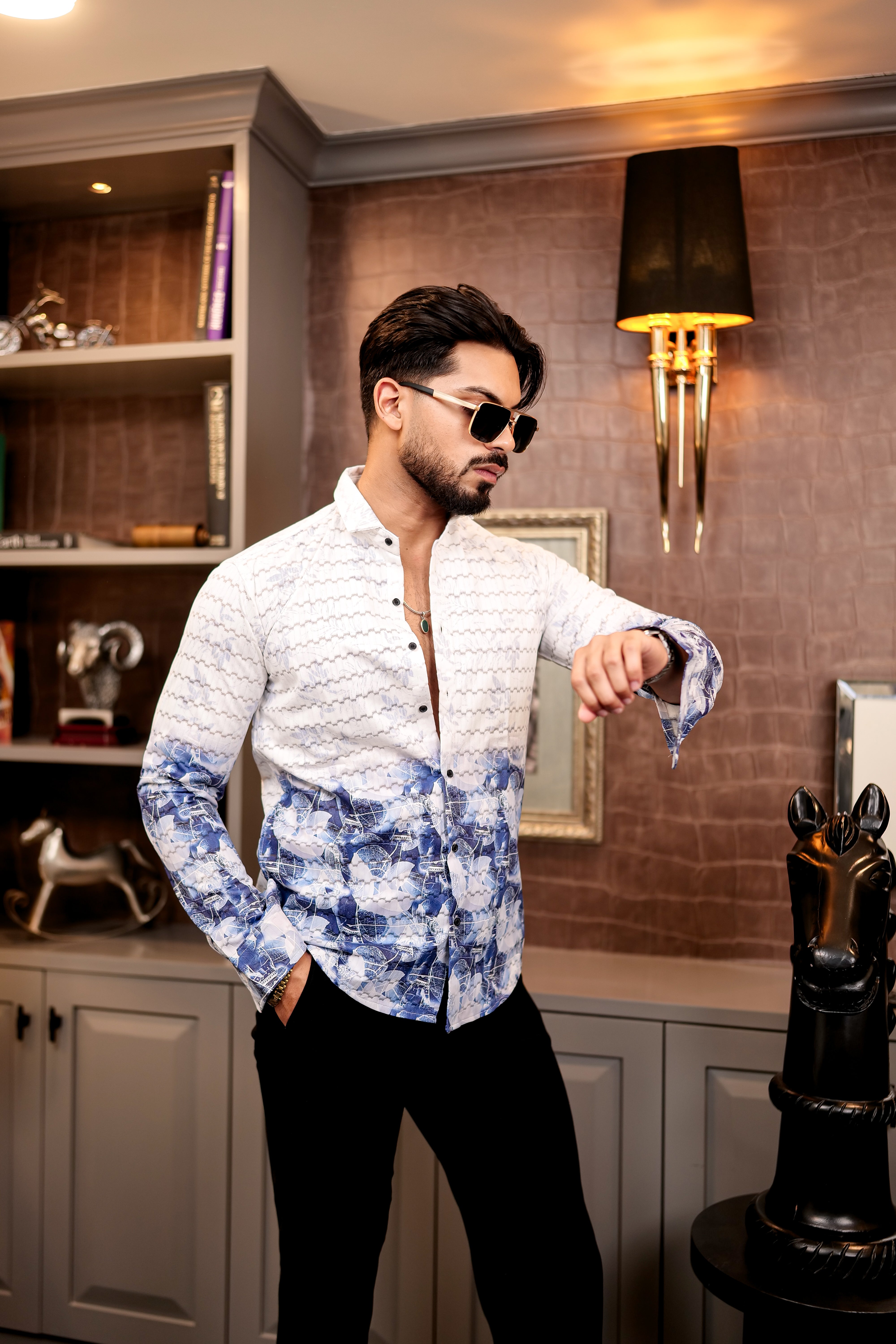 Fashion Casino Blue Premium Cotton Shirt