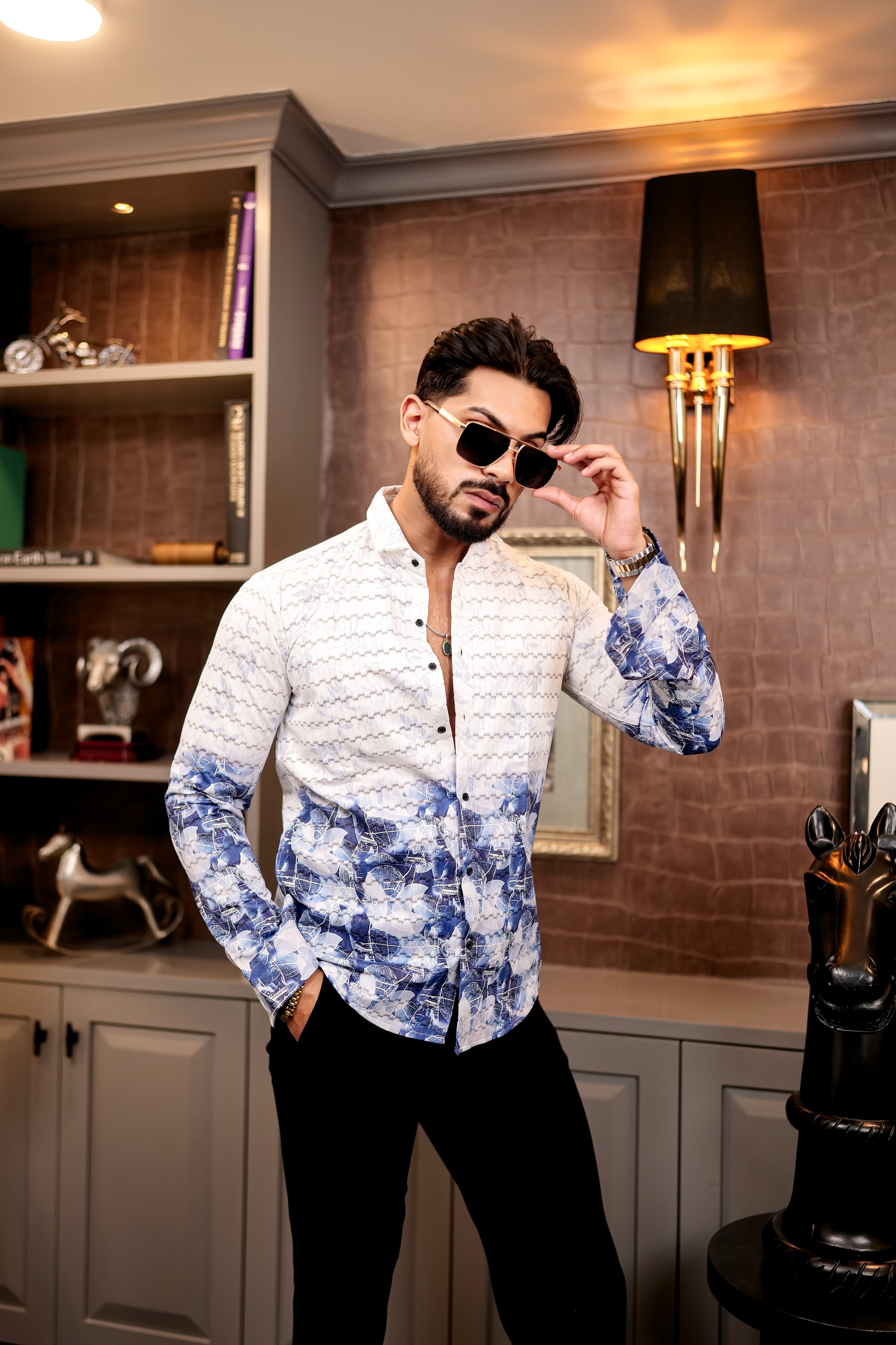 Fashion Casino Blue Premium Cotton Shirt