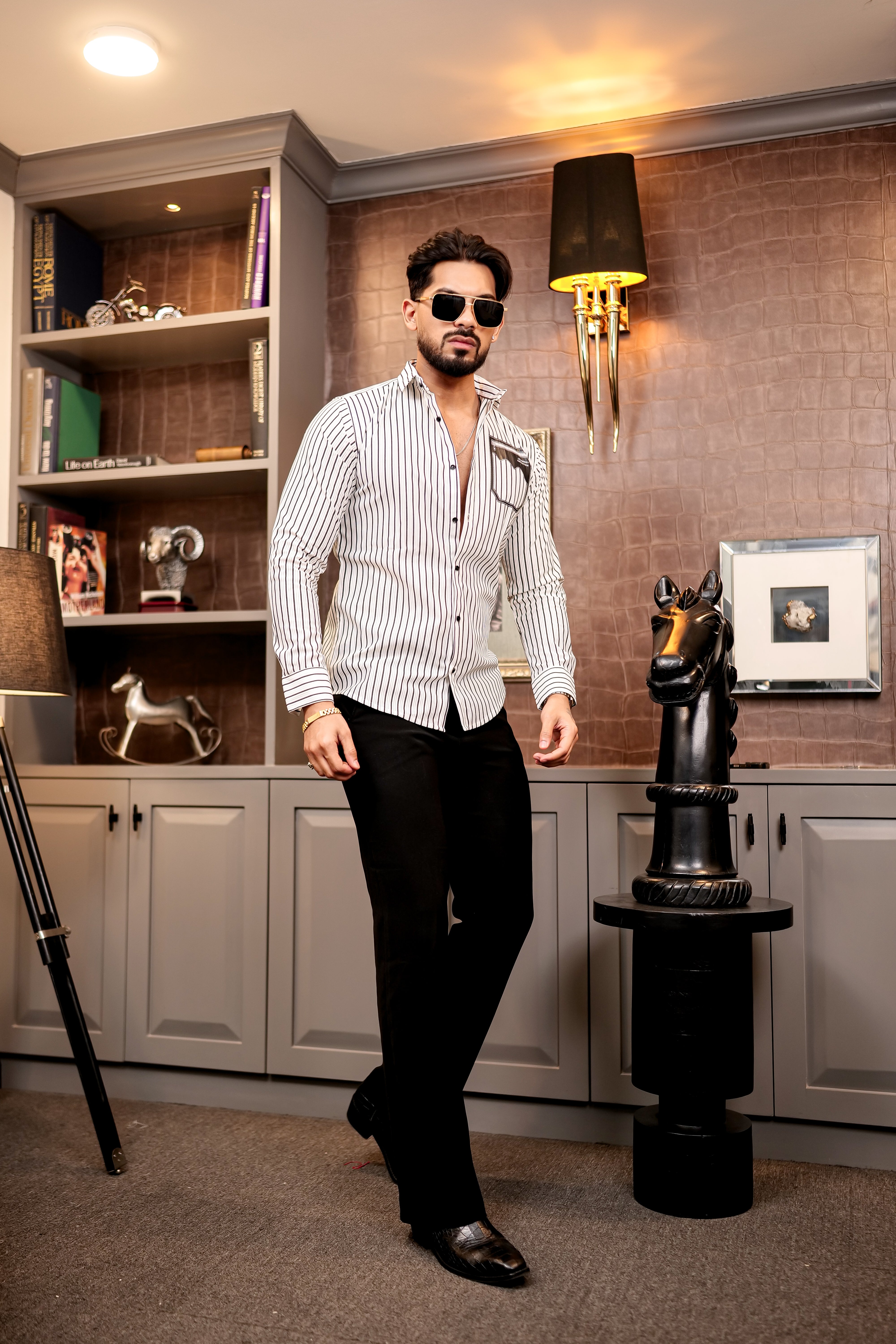 Fashion Casino Brown Lined Premium Cotton Shirt