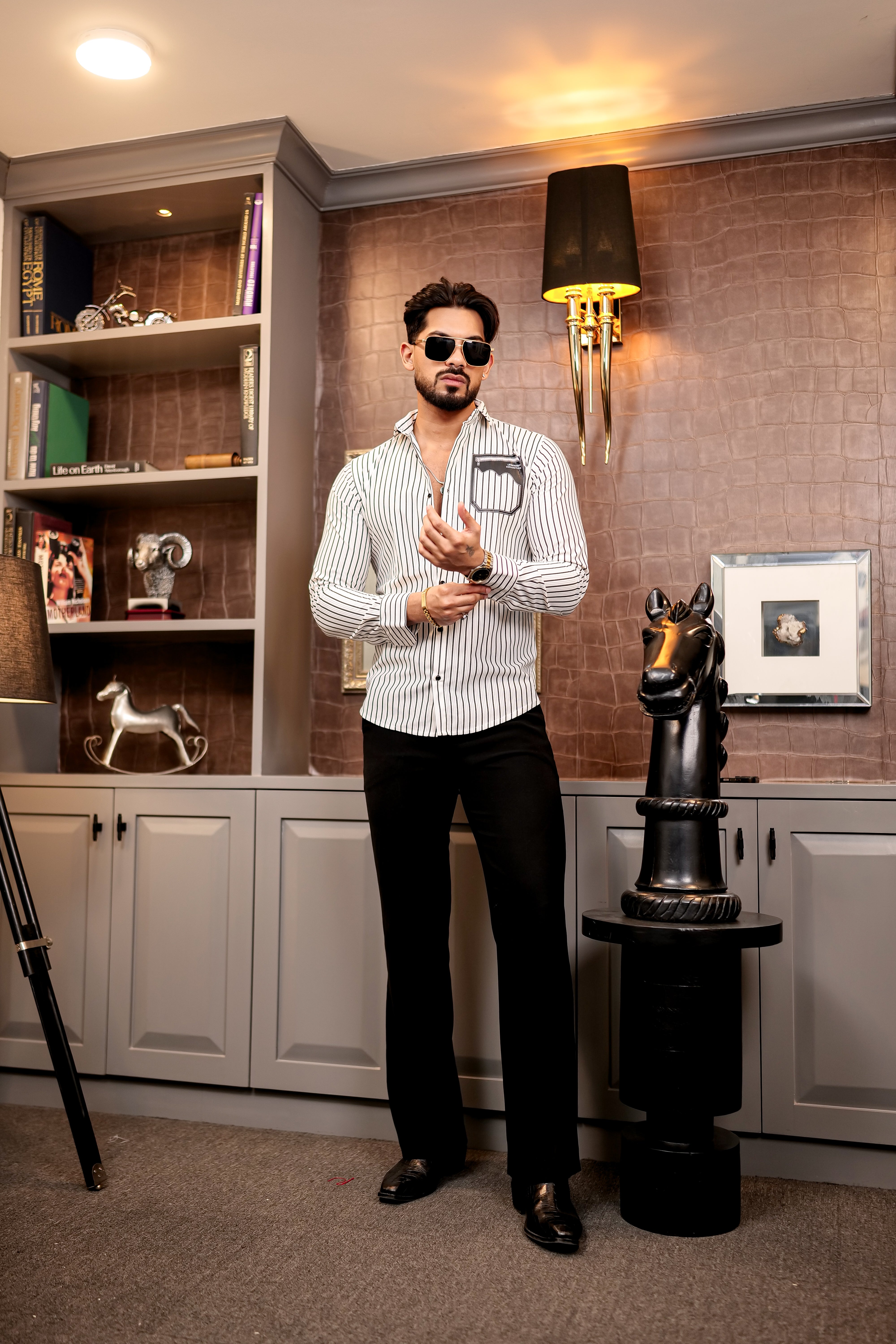 Fashion Casino Brown Lined Premium Cotton Shirt