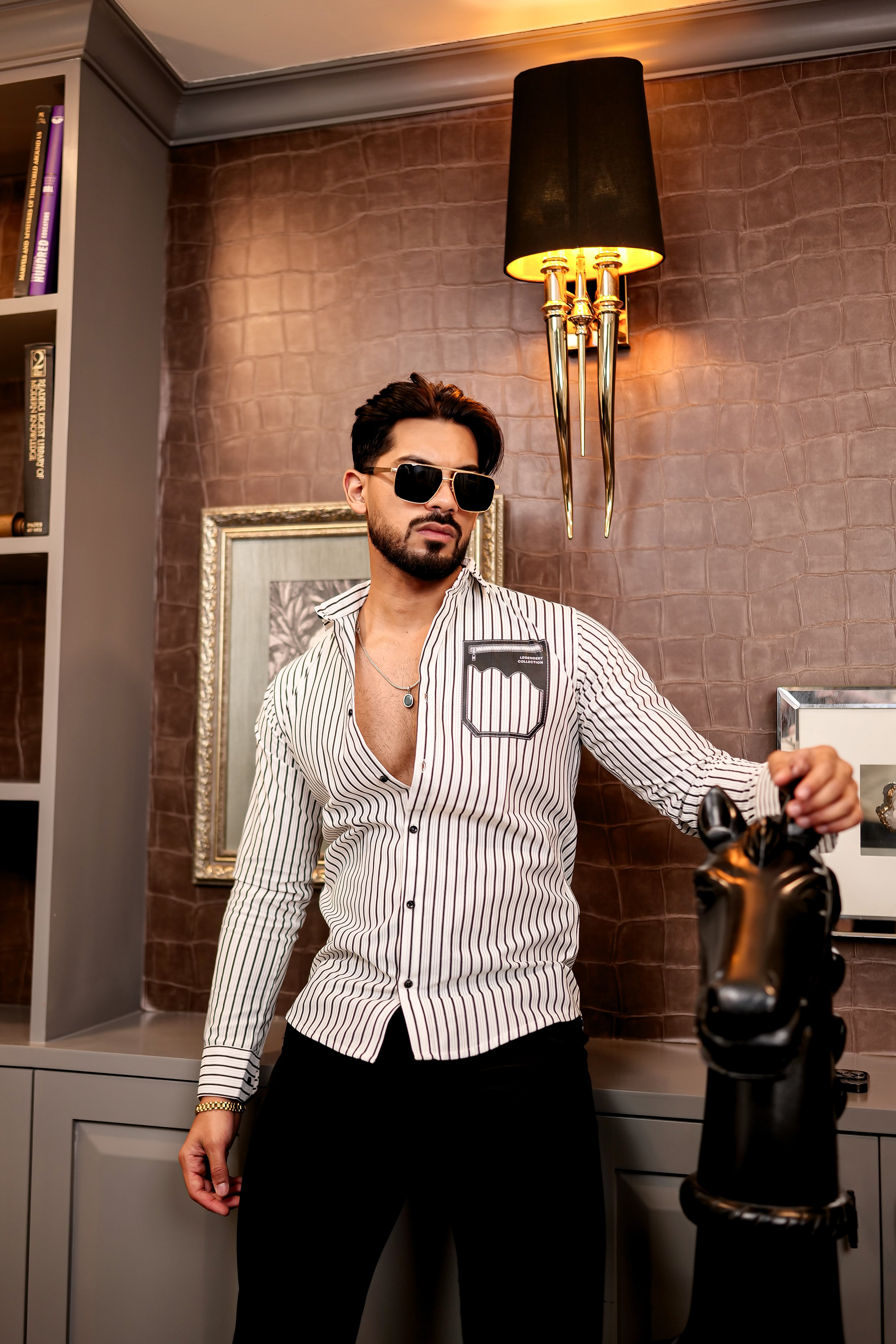 Fashion Casino Brown Lined Premium Cotton Shirt