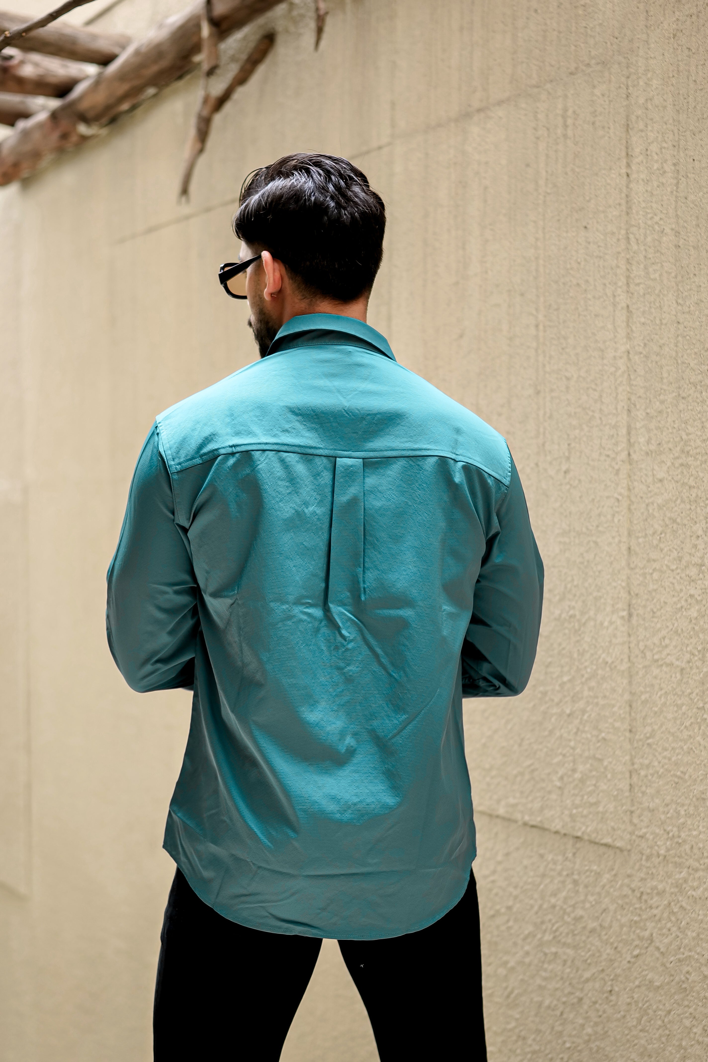 Fashion Casino Embroidery Blue Premium Cotton Shirt