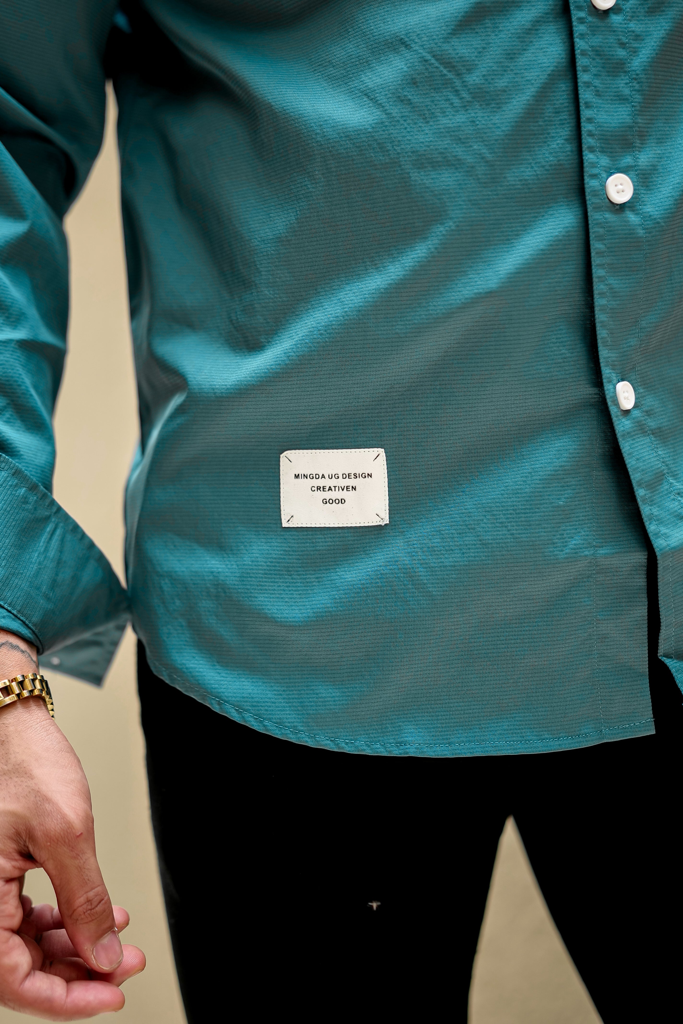 Fashion Casino Embroidery Blue Premium Cotton Shirt
