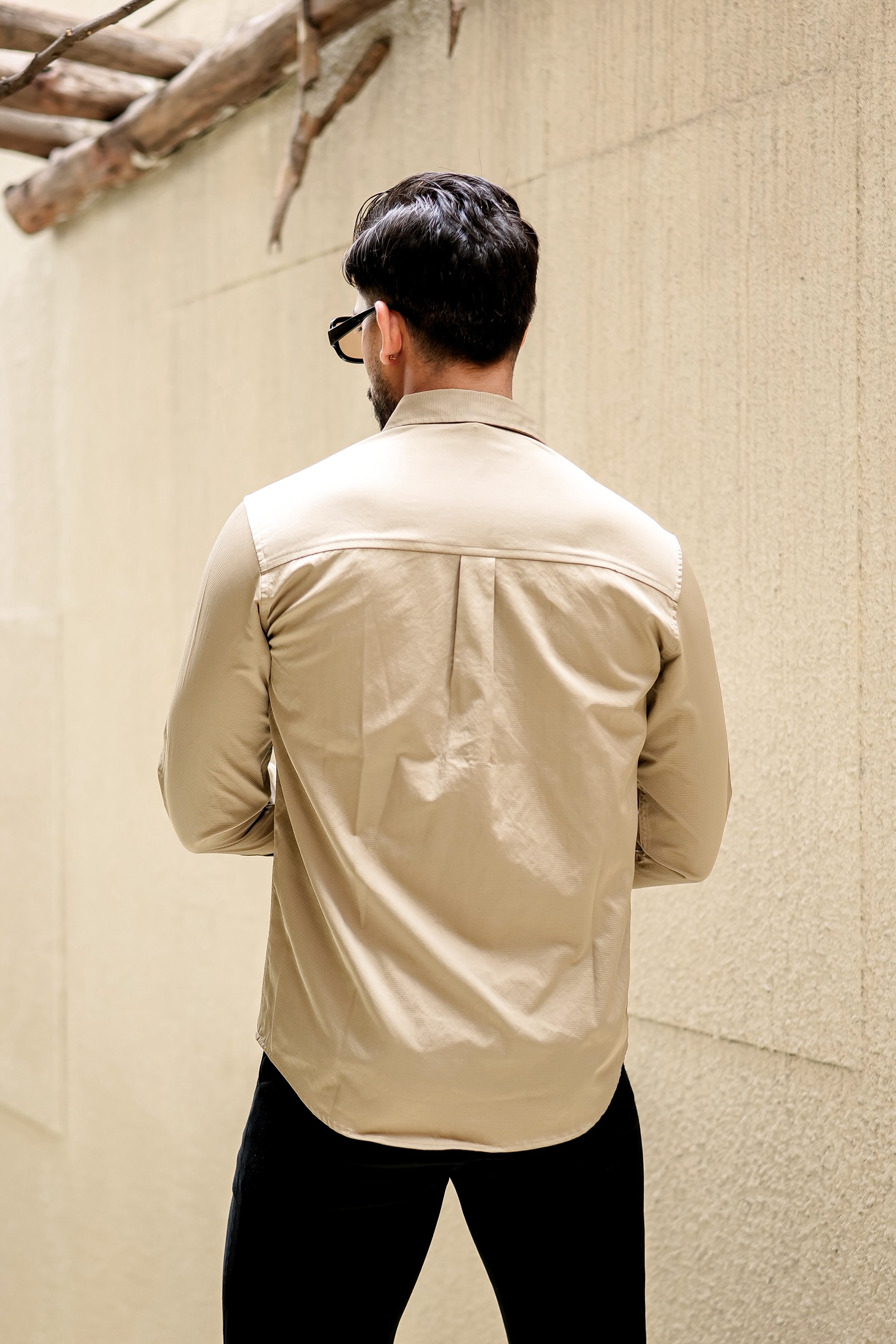 Fashion Casino Embroidery Cream Premium Cotton Shirt